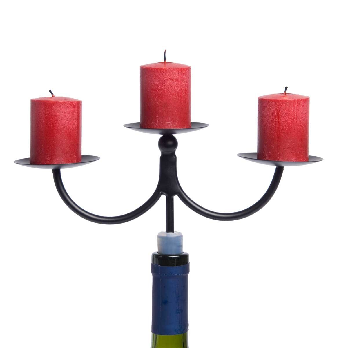 Afterglow Glass Bottle Candelabra Set - 3 Small Pillar Candles for Romantic Dinner, Wedding Centerpiece & Home Decor
