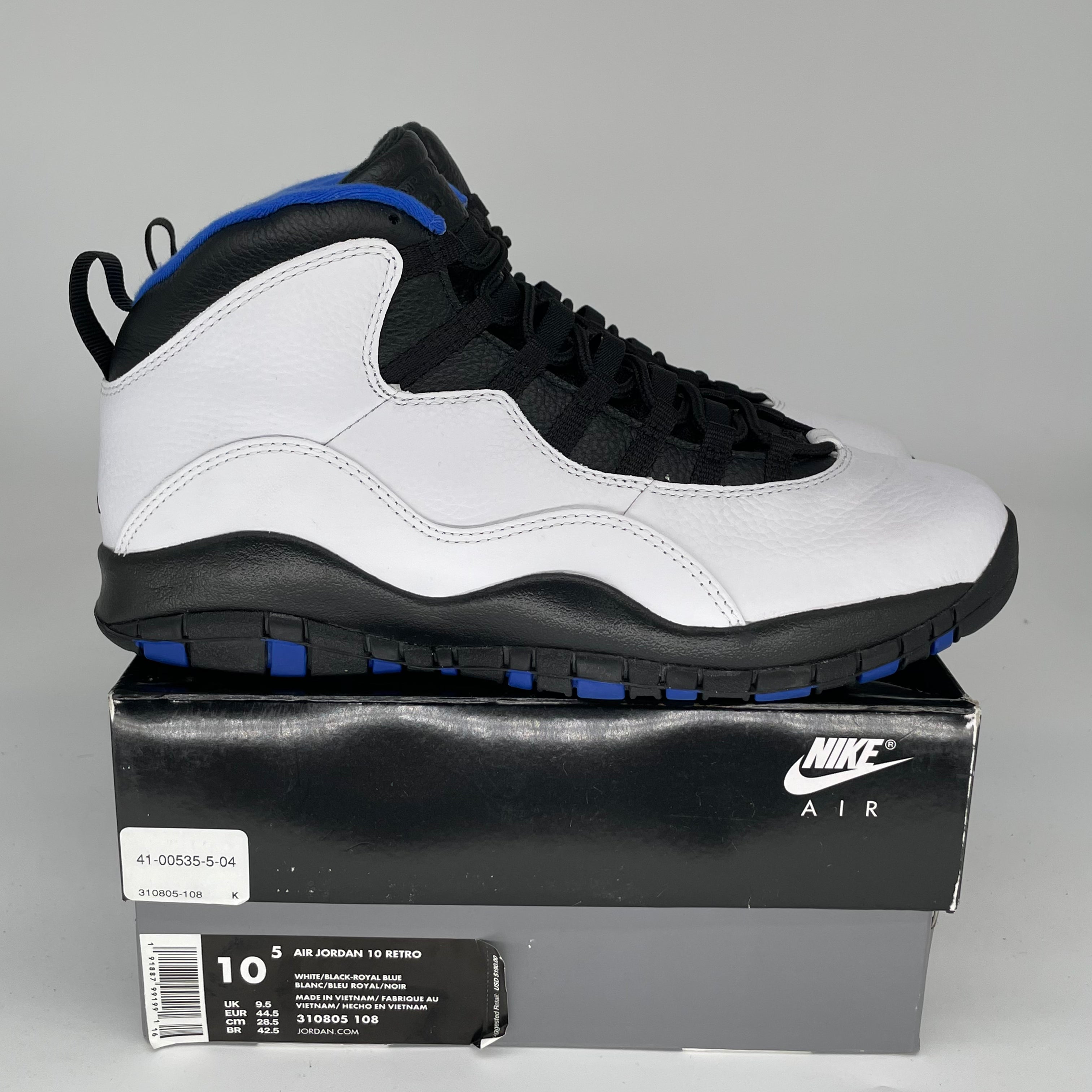 AIR JORDAN 10 ORLANDO Retro Basketball Shoes Men's Size 10.5 - White/Black-True Red 310805-108 | Official Nike Release for Streetwear & Court Performance