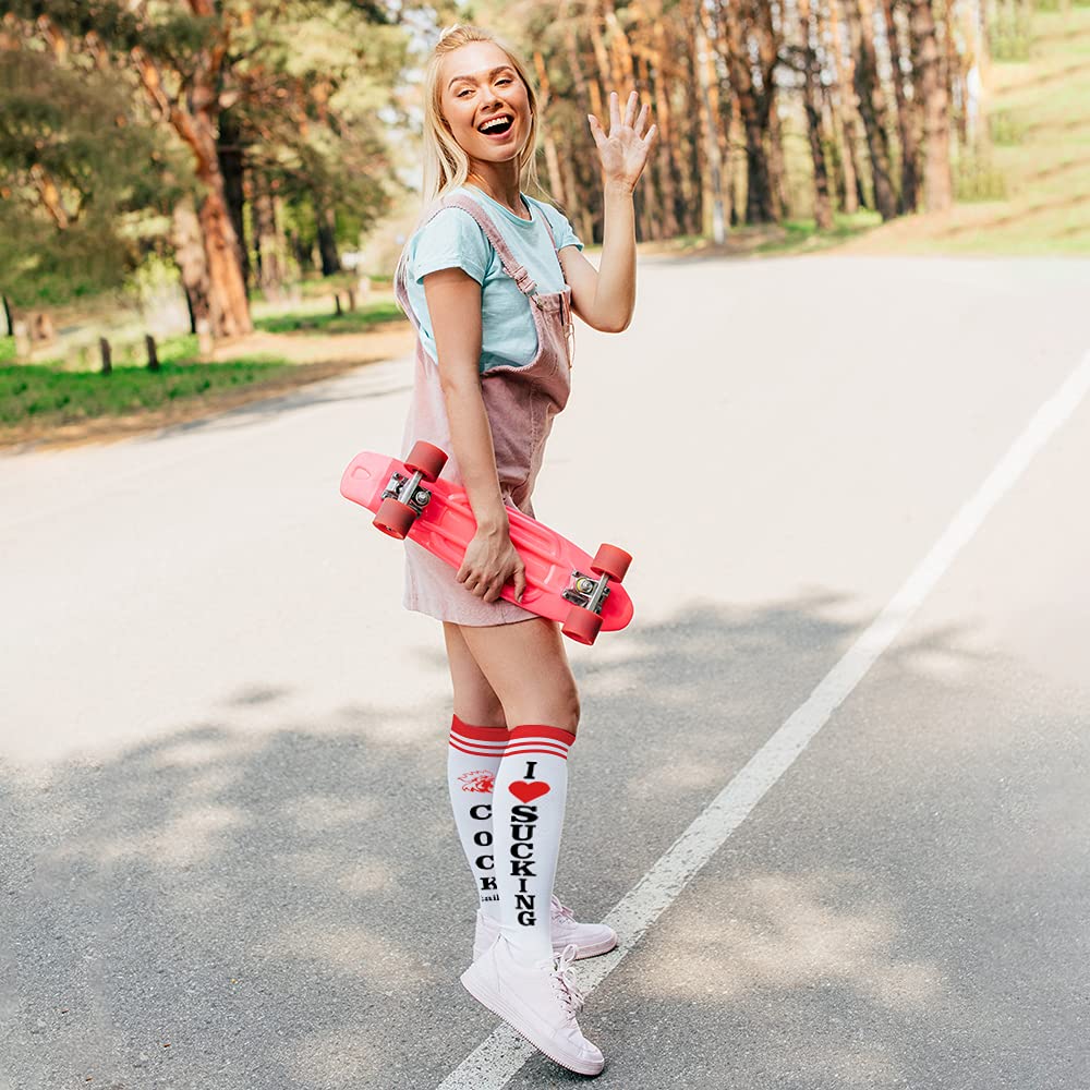 Funny Cocktail Socks - I Love Cocktails Knee-High Party Stockings | Novelty Gag Gifts for Christmas, White Elephant Exchange | Perfect for Cocktail Parties, Bar Hopping & Gift Giving