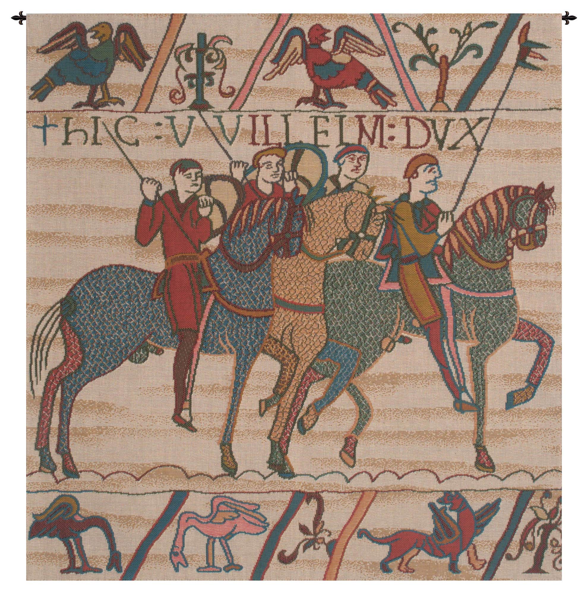 Duke William Departs French Tapestry Wall Hanging - 29x27 Inch Viscose Cotton Polyester Blend - Medieval Home Decor Wall Art for Living Room, Bedroom & Office