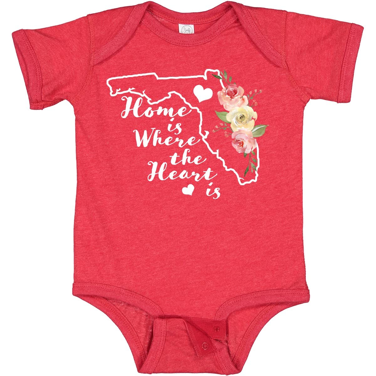 Inktastic Florida Home is Where The Heart is Watercolor Baby Bodysuit - Soft Cotton Onesie for Newborns & Infants - Perfect for Family Photos, Beach Trips & Everyday Wear