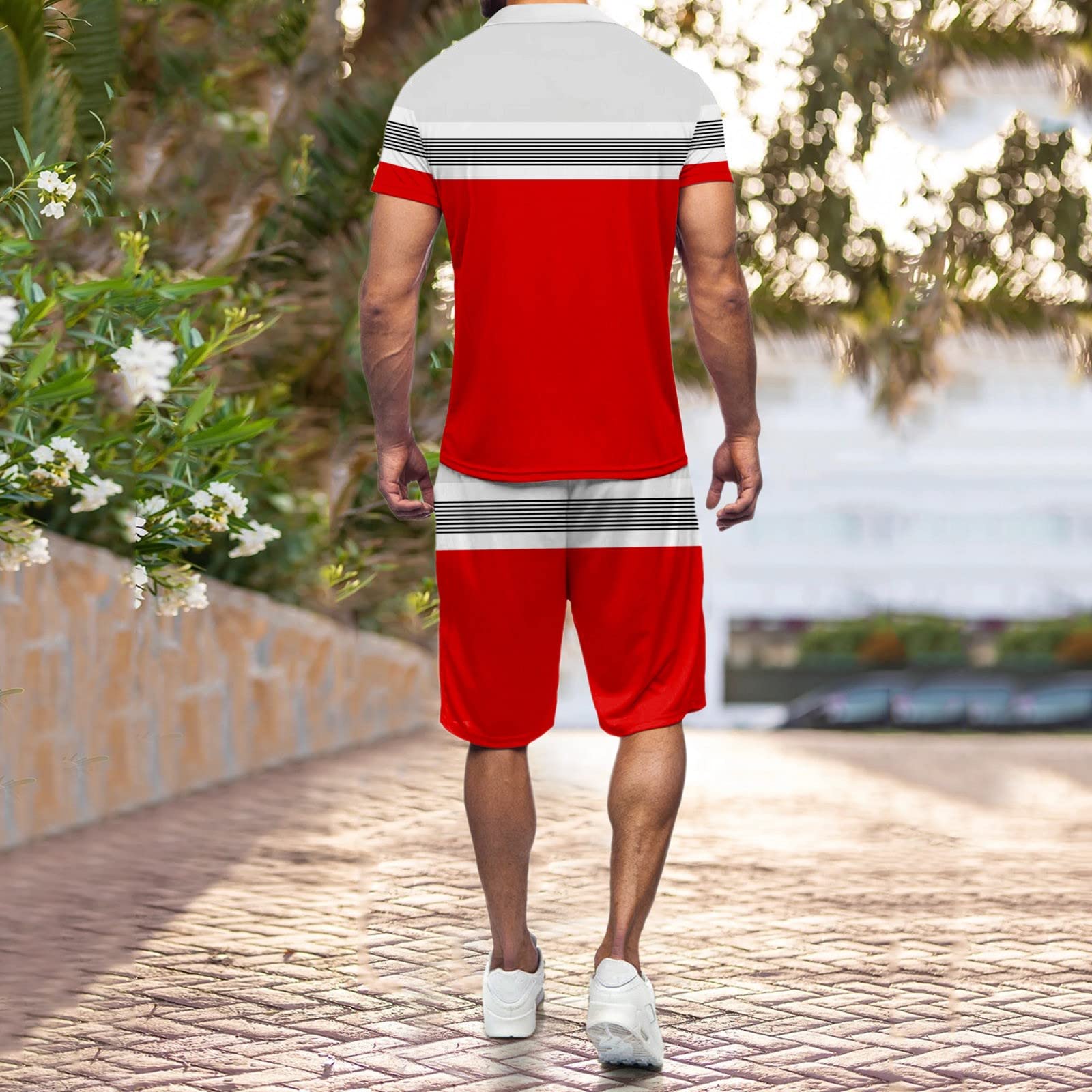 **Men's 2-Piece Short Sets - Casual 3D Printed Summer Outfits, Button-Up Henley Short Sleeve Shirts & Matching Shorts for Beach, Camping & Lounge Wear**    *(Perfect for beach vacations, outdoor adventures, and relaxed summer styling.)*