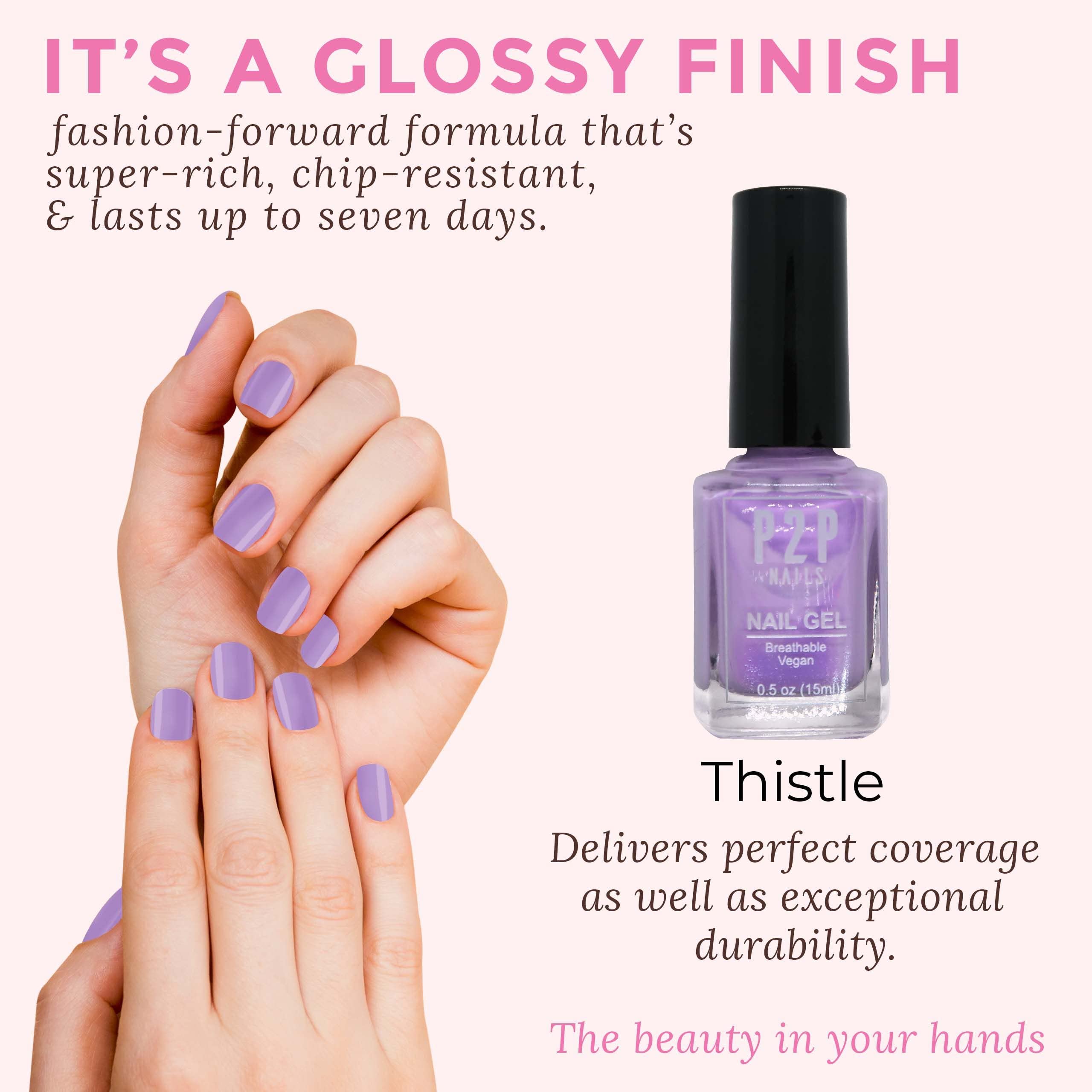 Vegan Purple Nail Gel Polish - Quick Dry, Smooth Texture, Natural Shine & Scratch Free - Vibrant Colors Gel Nail Polish (Thistle) for Manicures, Pedicures & Nail Art Designs