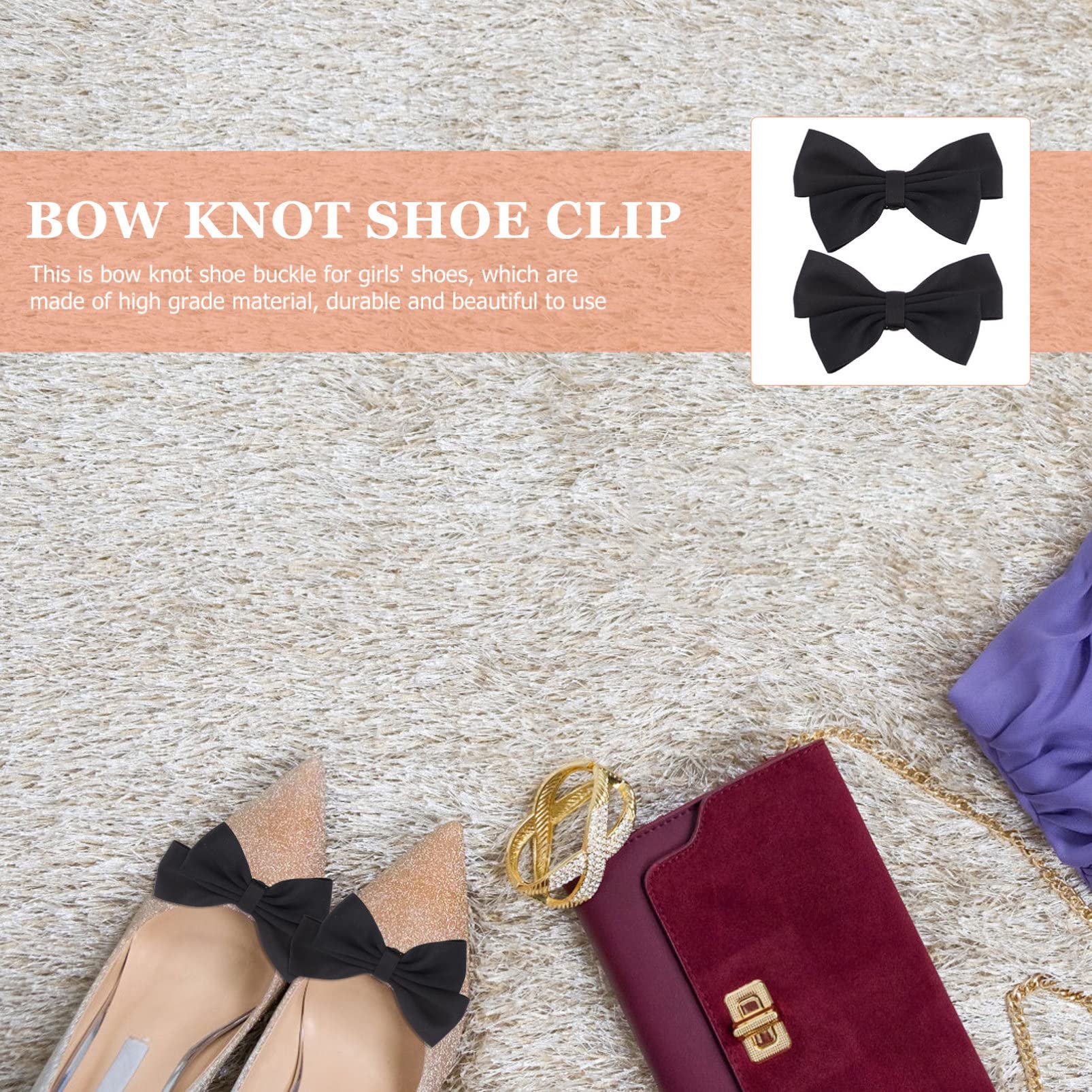 USHOBE DIY Bow Shoe Buckle - 1 Pair Removable Bowknot Shoe Clips, Decorative Shoe Charms & Fashion Accessories for Wedding, Prom, Party Shoes | Perfect for Bridal, Evening Wear & Special Occasions