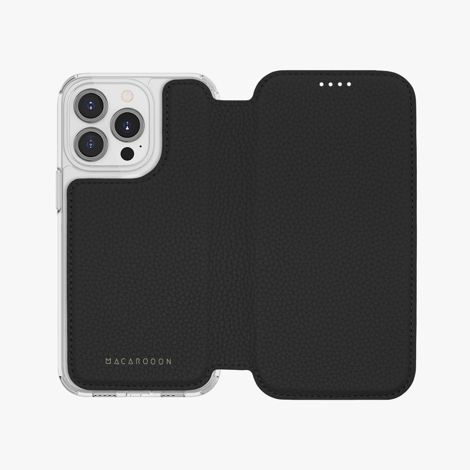 Premium iPhone 15 Pro Leather Flip Case with MagSafe - Slim Protective Cover with Clear Back for Wireless Charging | Perfect for Work, Travel & Everyday Use