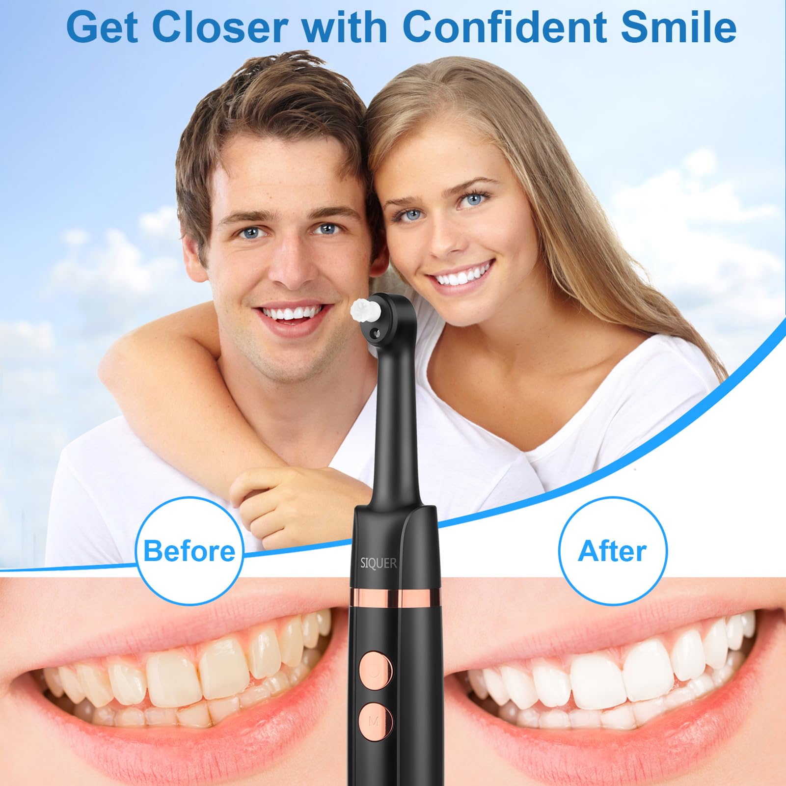 SIQUER Electric Tooth Polisher - 5-Speed LED Teeth Whitening Kit for Home Dental Care