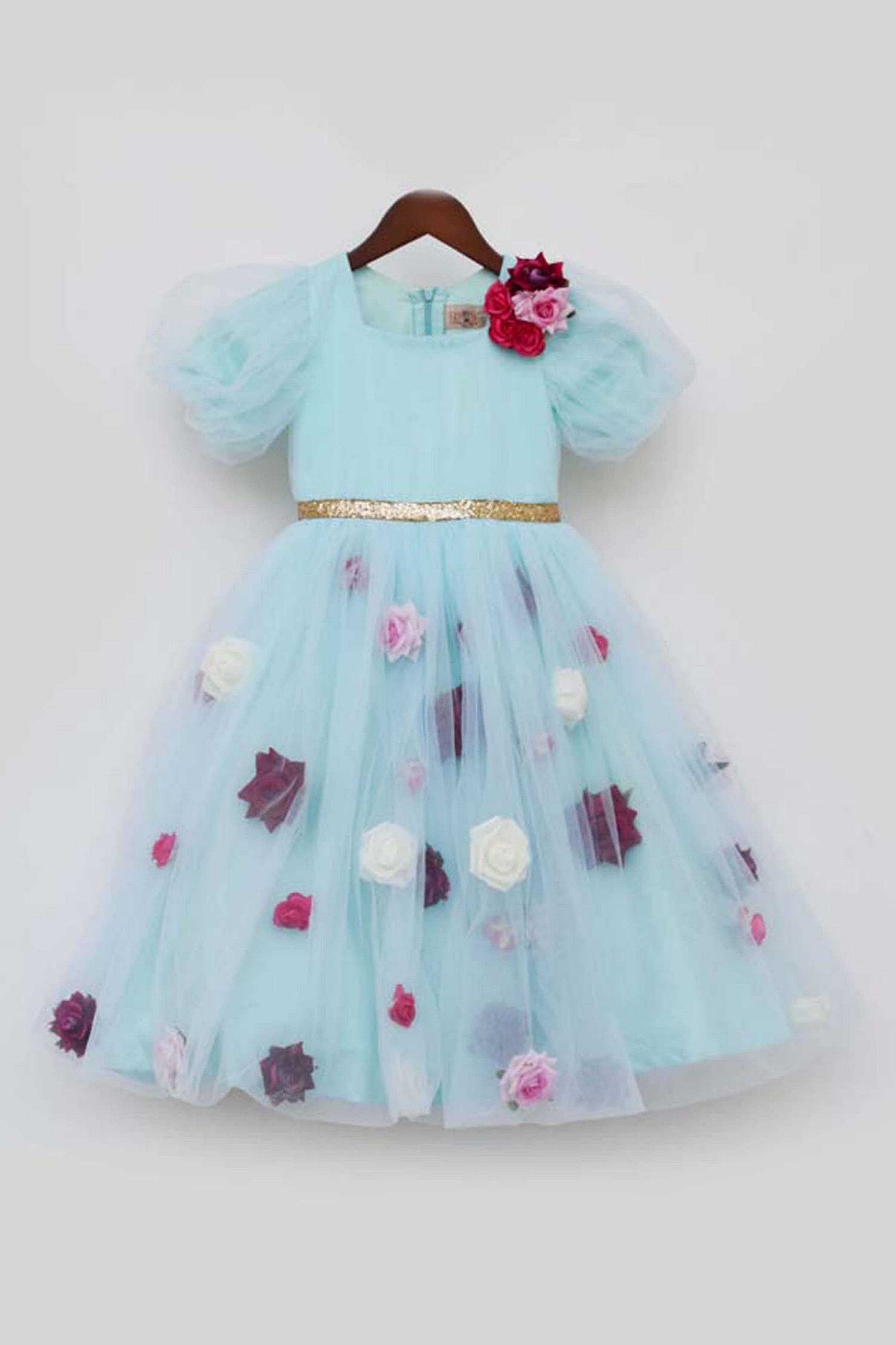 Pre Order: Blue Floral Mesh Dress - Perfect for Summer Parties, Beach Vacations & Boho Fashion