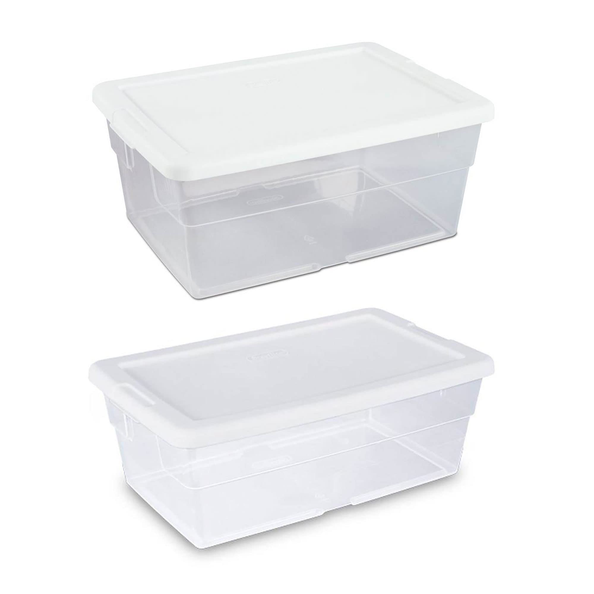 Sterilite 6 Quart & 16 Quart Clear Plastic Storage Containers - 24 Pack Each - Stackable Organizing Bins for Home, Office, Closet & Garage Storage Solutions
