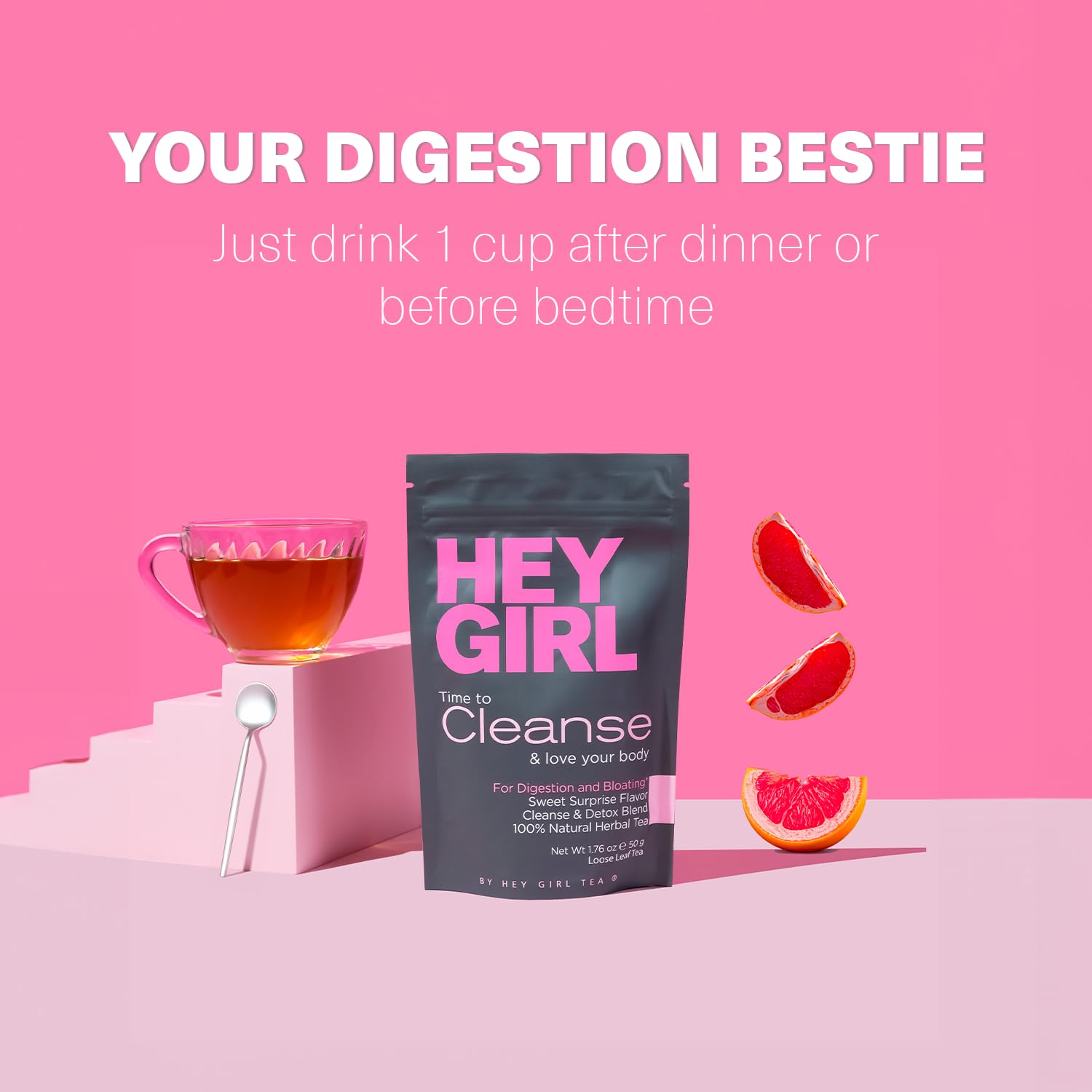 Organic Detox Tea for Colon Cleanse - Herbal Loose Leaf Tea with Natural Ingredients - Healthy & Soothing Digestive Drink by Hey Girl Tea - Perfect for Morning Routine, Weight Loss & Wellness