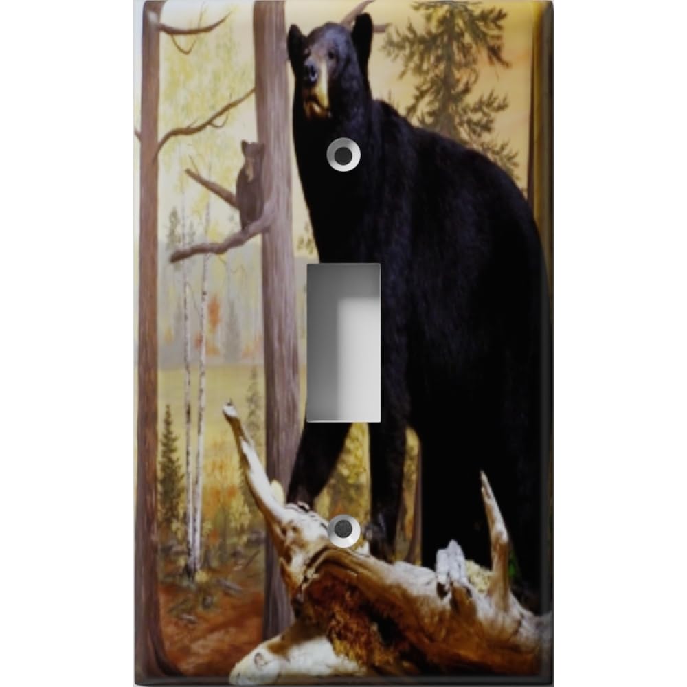 Bear-Themed Decorative Light Switch Cover - Single Toggle Wall Plate for Home, Office & Museum Decor - Perfect for Nature Lovers & Wildlife Enthusiasts