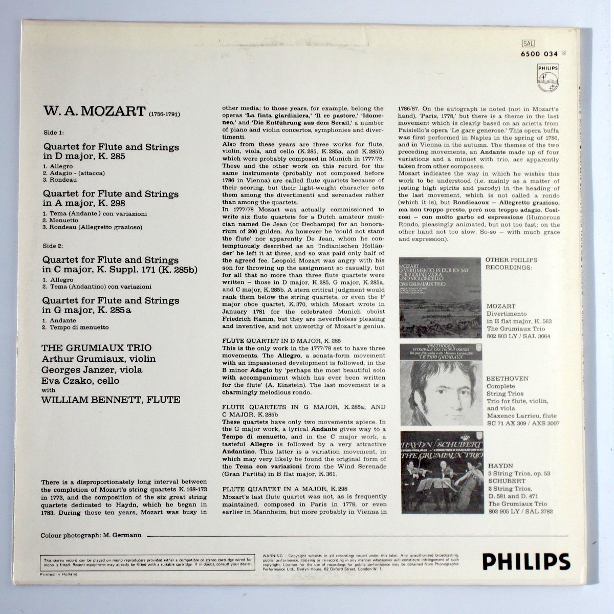 Mozart Complete Quartets for Flute and Strings - Grumiaux Trio & William Bennett | Classical Music CD for Relaxation & Dinner Parties
