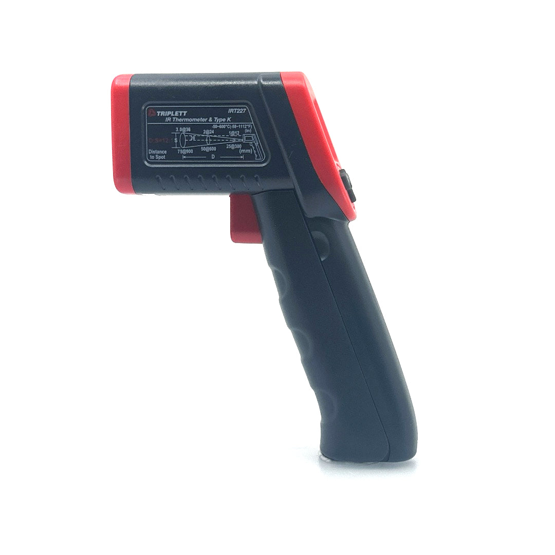 IRT227 IR Thermometer with Type K Probe, 12:1 Distance-to-Spot Ratio - Perfect for HVAC, Cooking, and Industrial Temperature Measurement