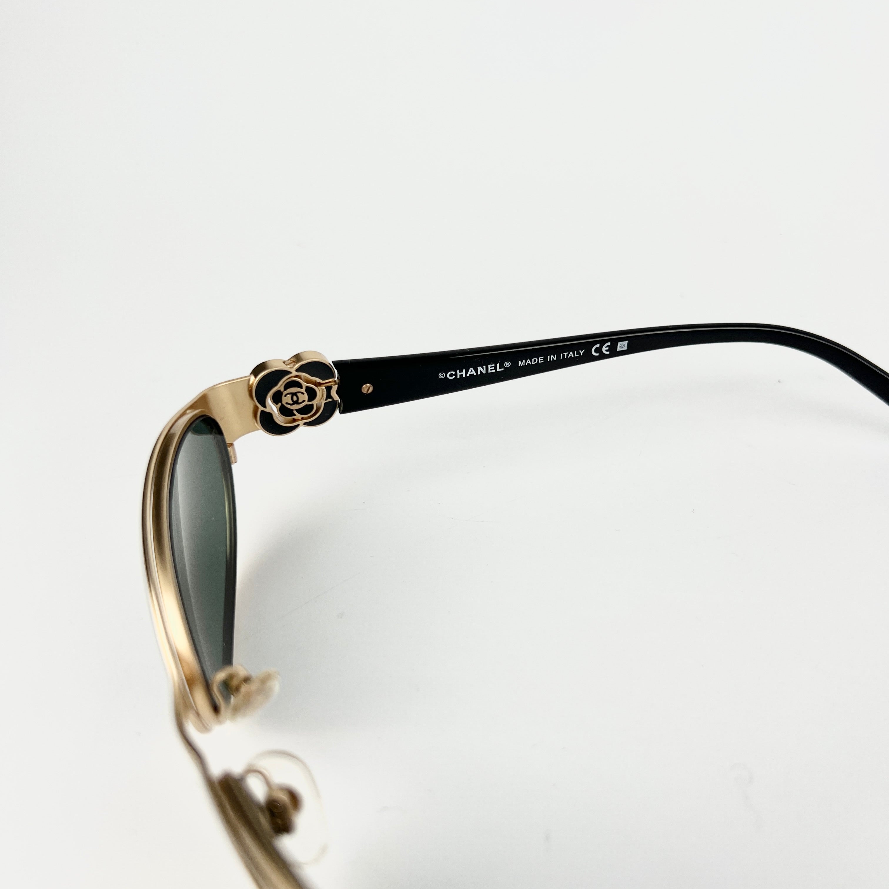 Chanel Gold and Black Sunglasses for Women - Luxury Designer Shades for Fashion, Beach & Outdoor Activities