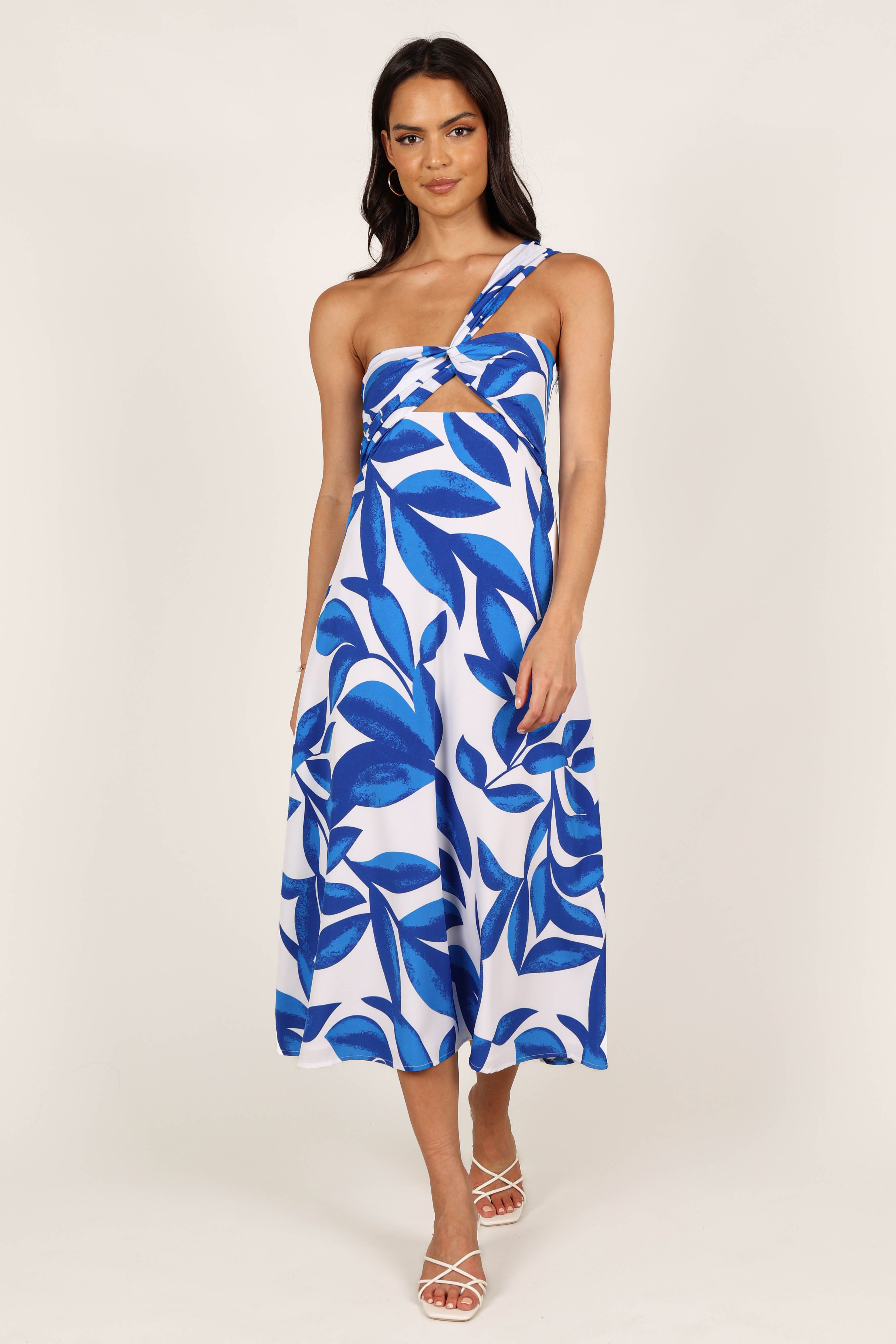 Freddie Midi Dress for Women - Floral Print White & Blue Summer Dress | Casual, Beach, Party Wear | Perfect for Date Night, Vacation & Outdoor Events