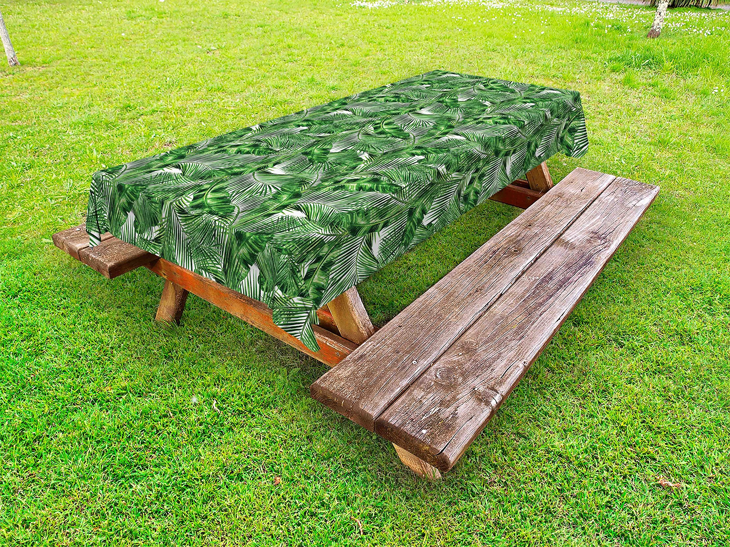 Ambesonne Tropical Plants Outdoor Tablecloth - Feng Shui Inspired Washable Picnic Table Cover 58