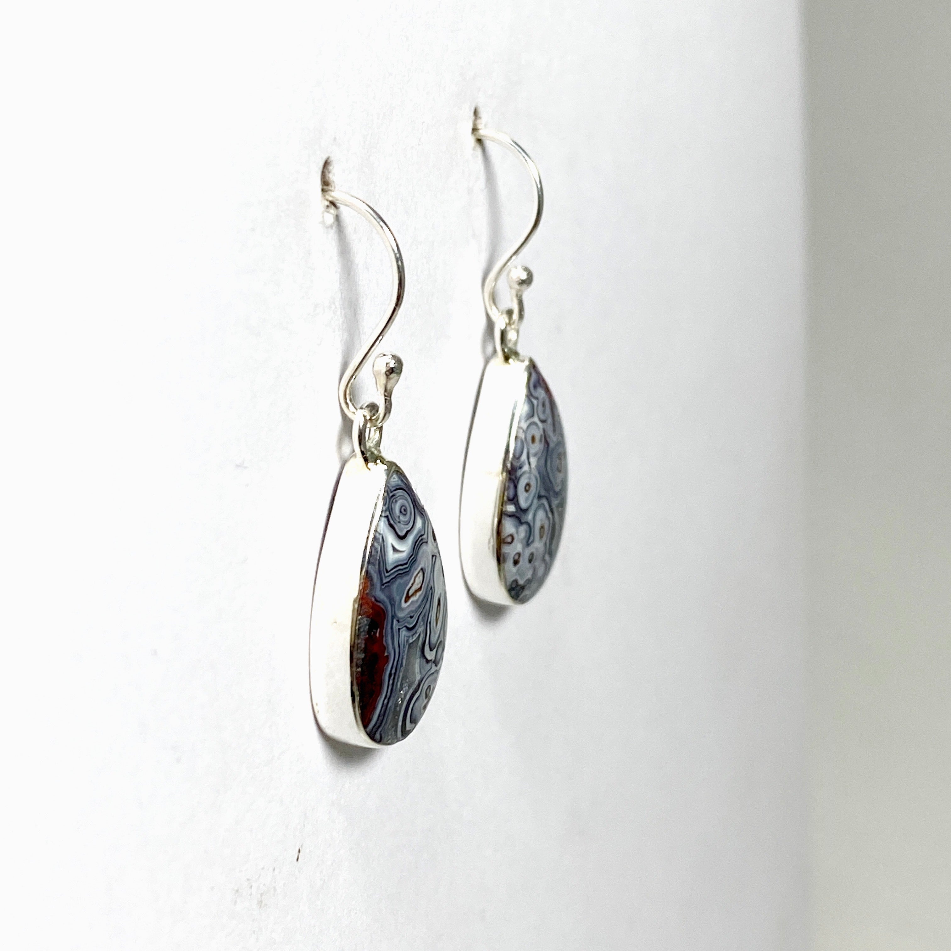 Mexican Crazy Lace Agate Teardrop Earrings - Handmade Sterling Silver Dangle Jewelry for Women - Perfect for Boho Chic, Wedding & Party Accessories