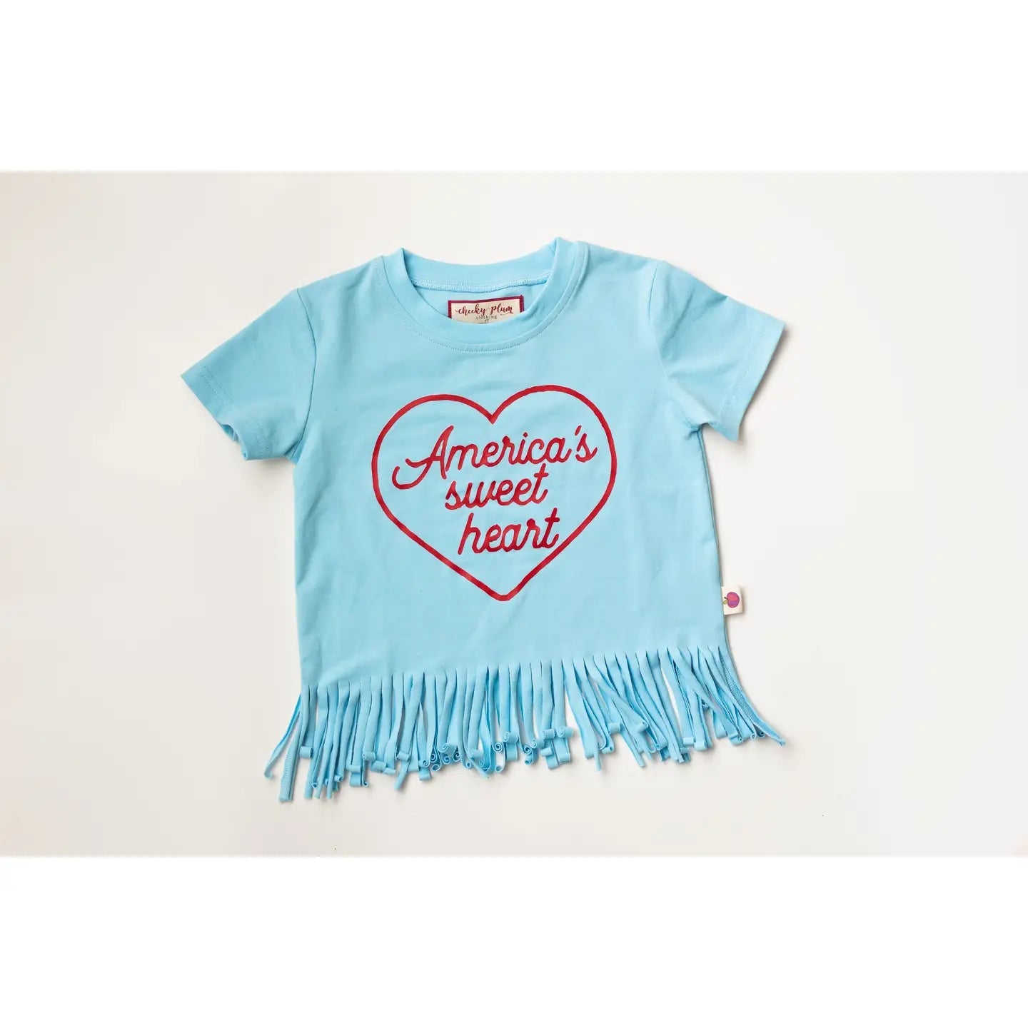 Americas Sweetheart Fringe Tee - Vintage Inspired Women's T-Shirt with Bohemian Fringe Detail | Perfect for Music Festivals, Beach Outings & Casual Boho Style