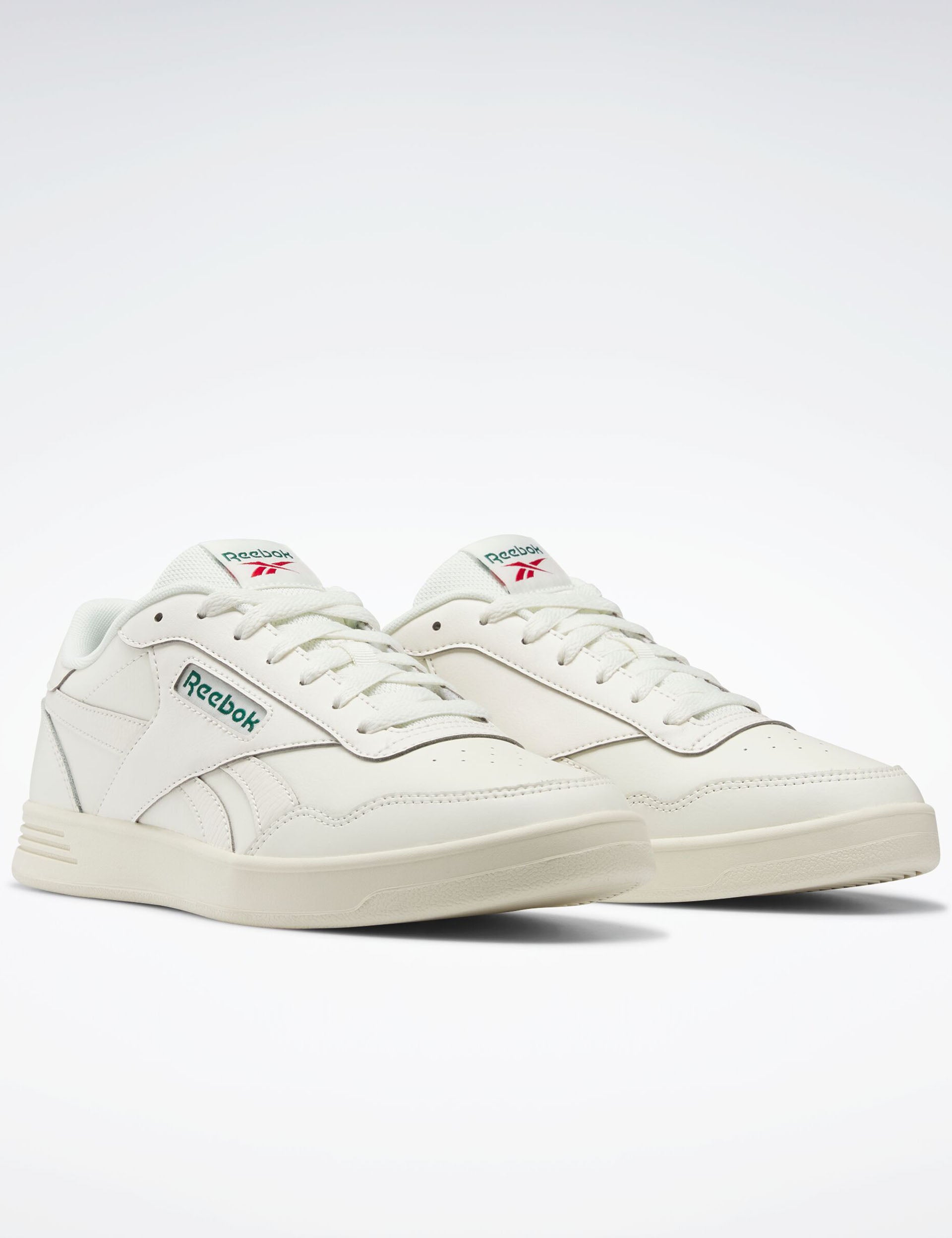 Reebok Court Advance Chalk Dark Green Flash Red Sneakers - Men's Basketball Shoes for Indoor & Outdoor Courts