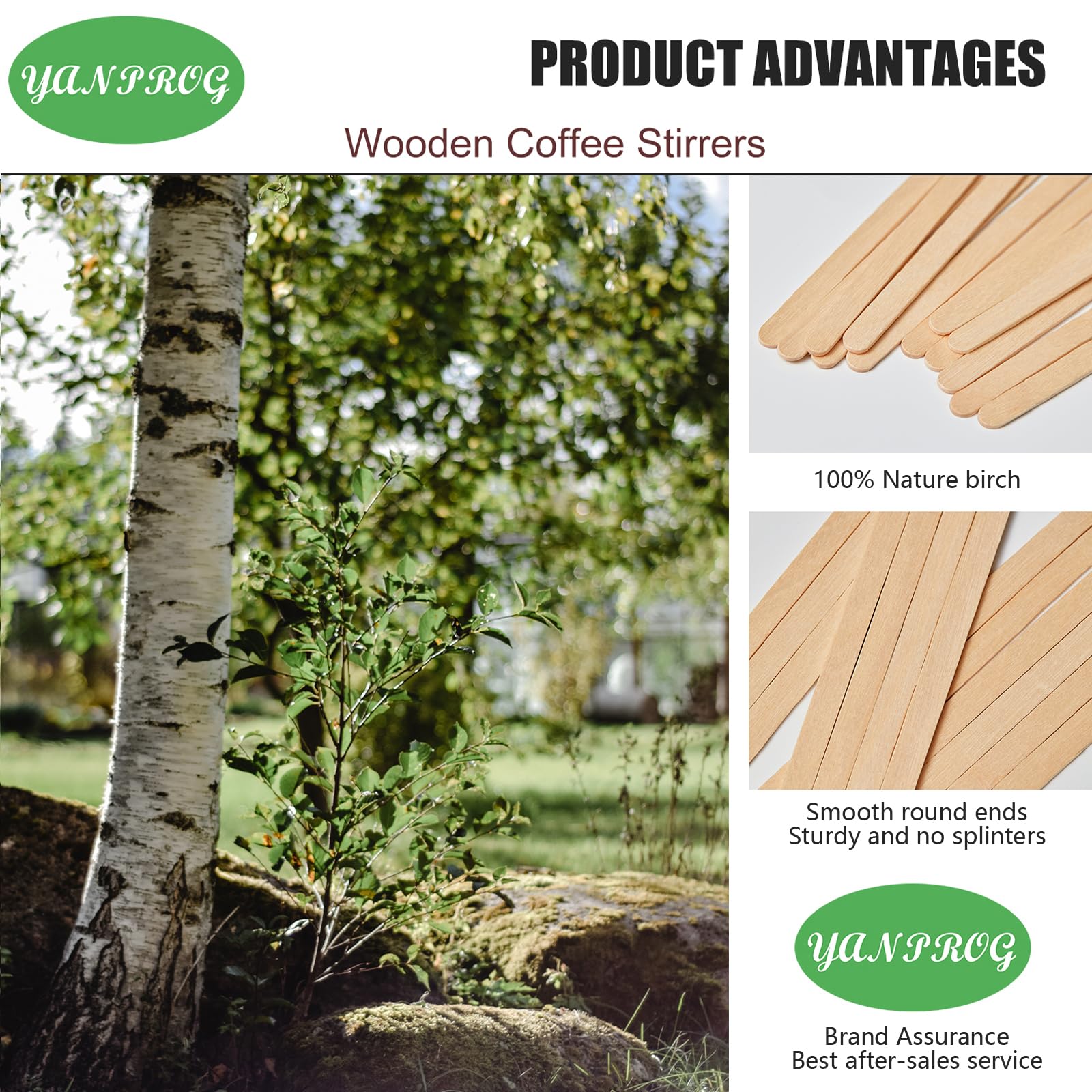 Natural Birch Wooden Coffee Stirrers 5.5