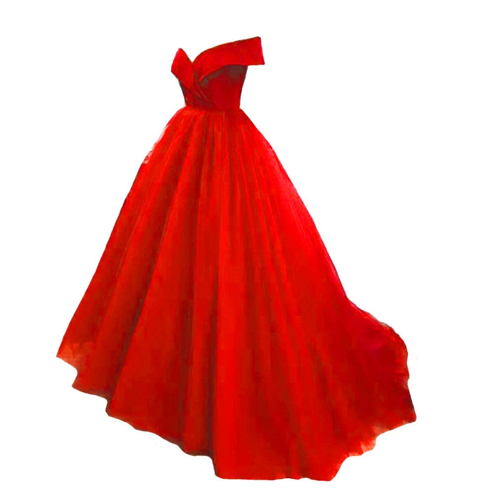 Lemai Women's Off The Shoulder Formal Ball Gown Long Tulle V Neck Prom Dresses - Elegant Evening Gown for Homecoming, Wedding, and Special Occasions