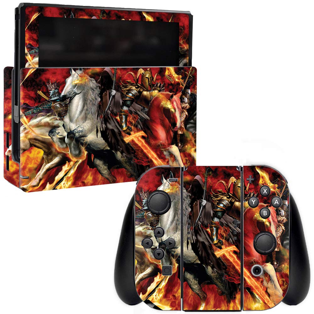 MightySkins Protective Vinyl Decal Wrap Cover Compatible with Nintendo Switch - Fire Horsemen Design | Durable, Customizable Skin for Switch Console & Joy-Cons | Easy to Apply & Remove | Made in USA | Perfect for Gaming, Travel & Personalization