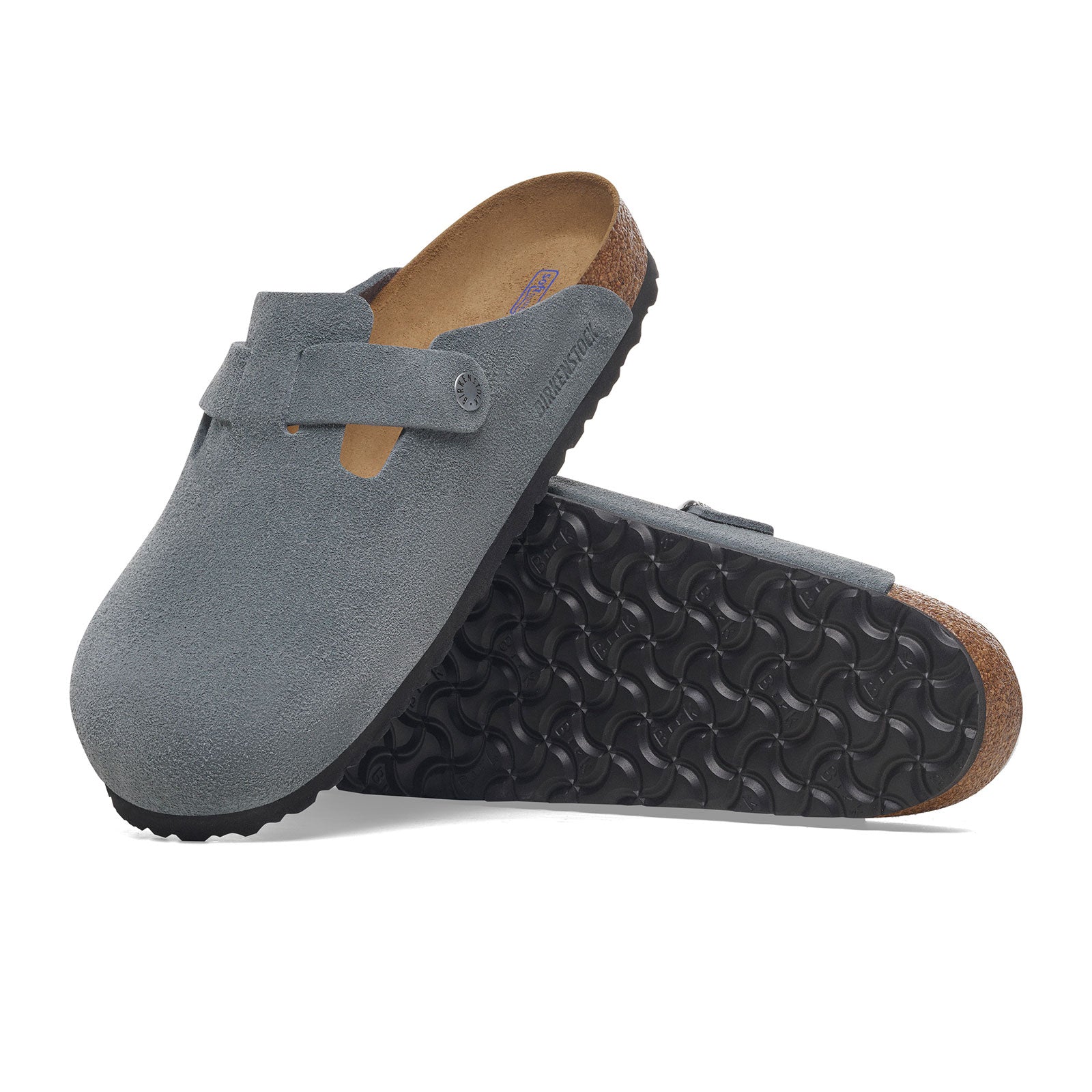 Birkenstock Boston Clog for Men - Comfortable Suede Slip-On Shoes in Basalt Gray | Perfect for Casual Wear, Home & Office