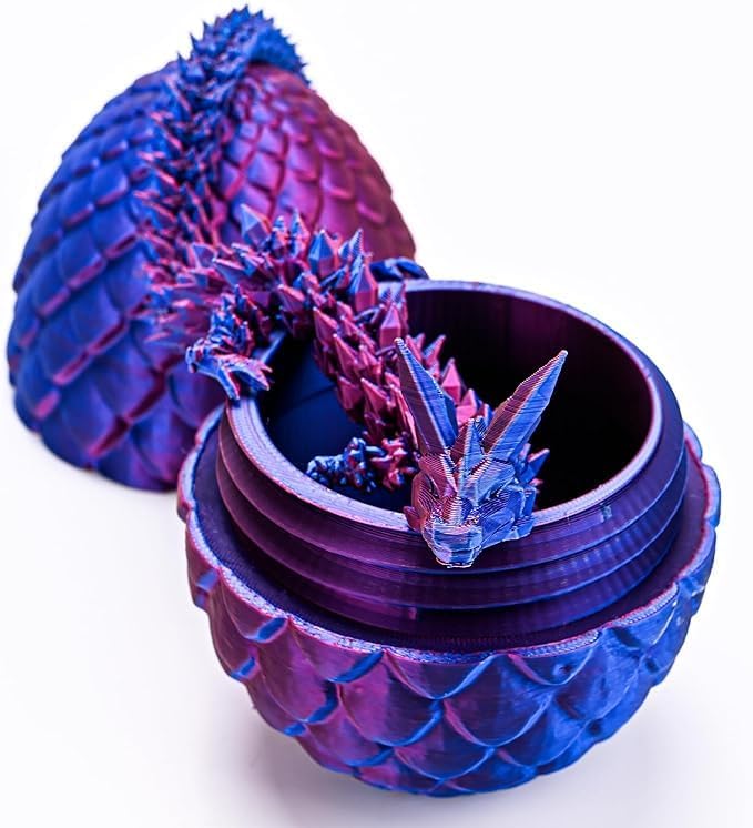 3D Printed Dragon Surprise Egg - Easter Basket Stuffers & Home Decor Gifts for Boys, Kids | Unique Dragon Fidget Desk Toy for Stress Relief & Play (Purple) - Perfect for Easter Celebrations, Party Favors, and Office Decor