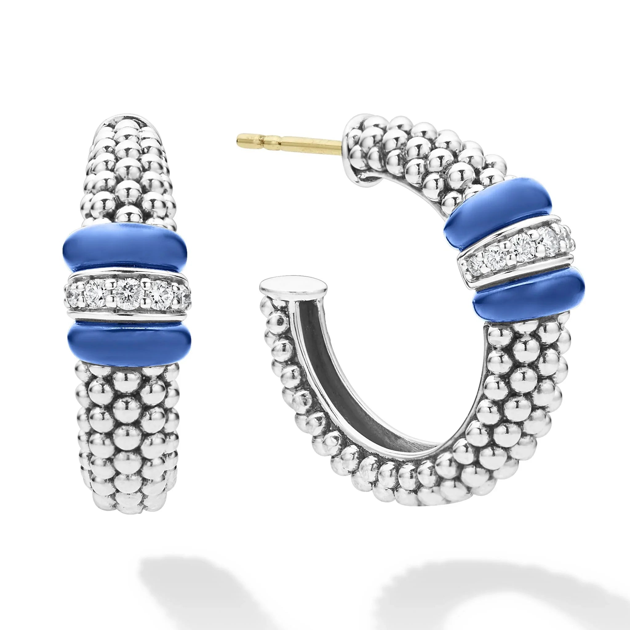 Exquisite Ceramic Caviar Diamond Hoop Earrings - Elegant Dangle Earrings for Women, Perfect for Parties, Weddings & Special Occasions