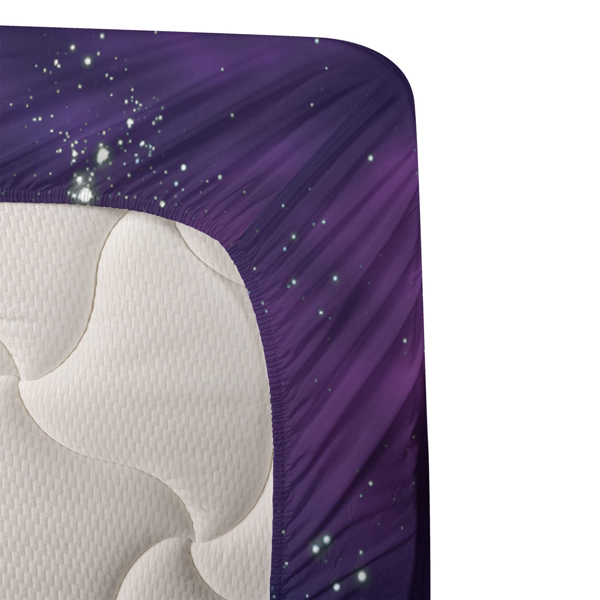 Ambesonne Outer Space Queen Sheet Set - 4 Piece Galaxy Bedding with Milky Way & Star Clusters Design, Purple & Blue Solar System Theme - Fitted Sheet, Flat Sheet & 2 Pillowcases - Perfect for Astronomy Lovers & Space-Themed Bedrooms