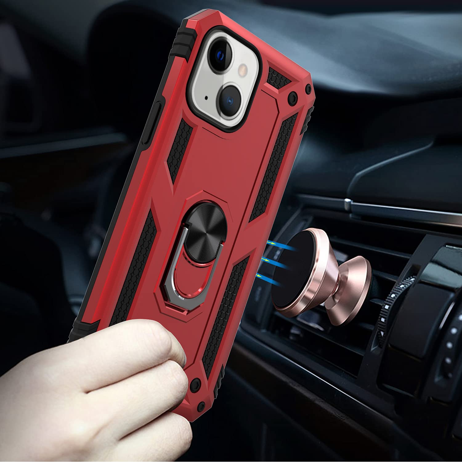 CoverON Rugged Magnetic Case for Apple iPhone 13 - Shockproof Protective Phone Cover with Mount Compatibility (Red) | Perfect for Outdoor Adventures & Daily Protection