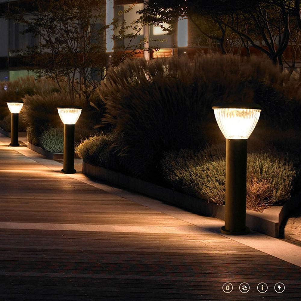 Solar Powered Waterproof LED Outdoor Lamp Post Lights - 60Cm Height, Acrylic Lampshade, Pumpkin Design for Garden, Lawn, Park & Street Lighting | Weatherproof Landscape Lighting for Patio, Pathway & Yard Decoration