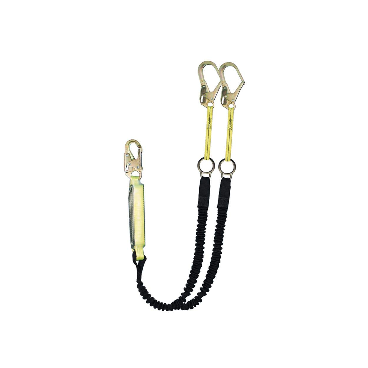 Safewaze FS578 High Profile Dual-Leg Energy Absorbing Lanyard with Rescue Rings - Fall Protection Safety Equipment for Construction & Roofing Work