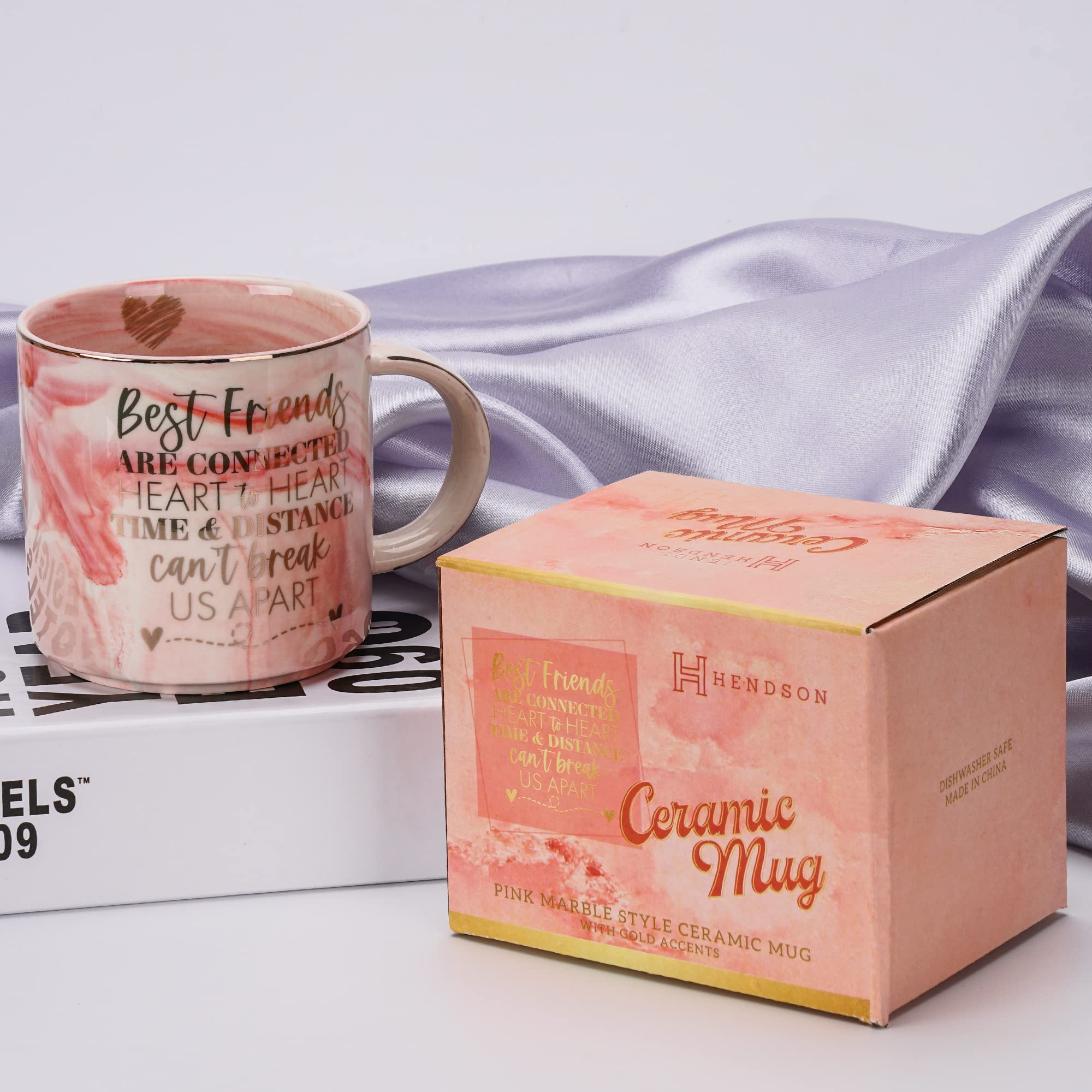 Best Friend Birthday Gifts for Women - Long Distance Friendship Gifts for BFF, Besties - Cute Pink Marble Mug, 11.5oz Coffee Cup - Perfect for Christmas, Anniversaries, and Daily Coffee Moments