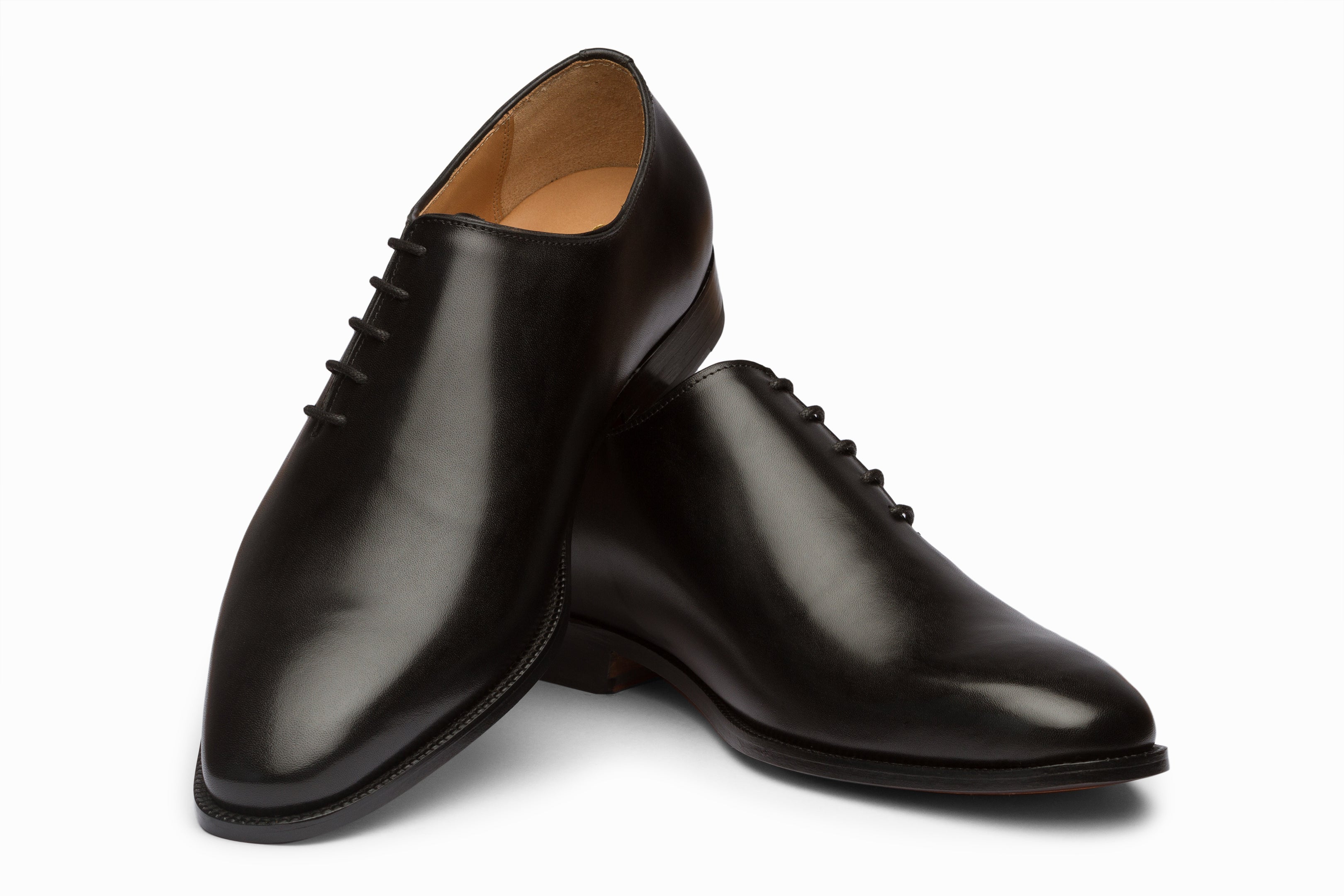 Premium Black Wholecut Oxford Dress Shoes with Side Lacing - Classic Formal & Business Attire for Men