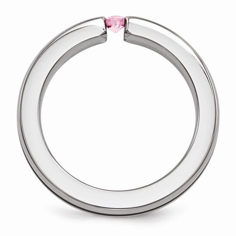 Titanium Pink Sapphire & Anodized Grooved Wedding Band Ring for Women - Durable & Hypoallergenic Jewelry for Engagement, Anniversary & Special Occasions