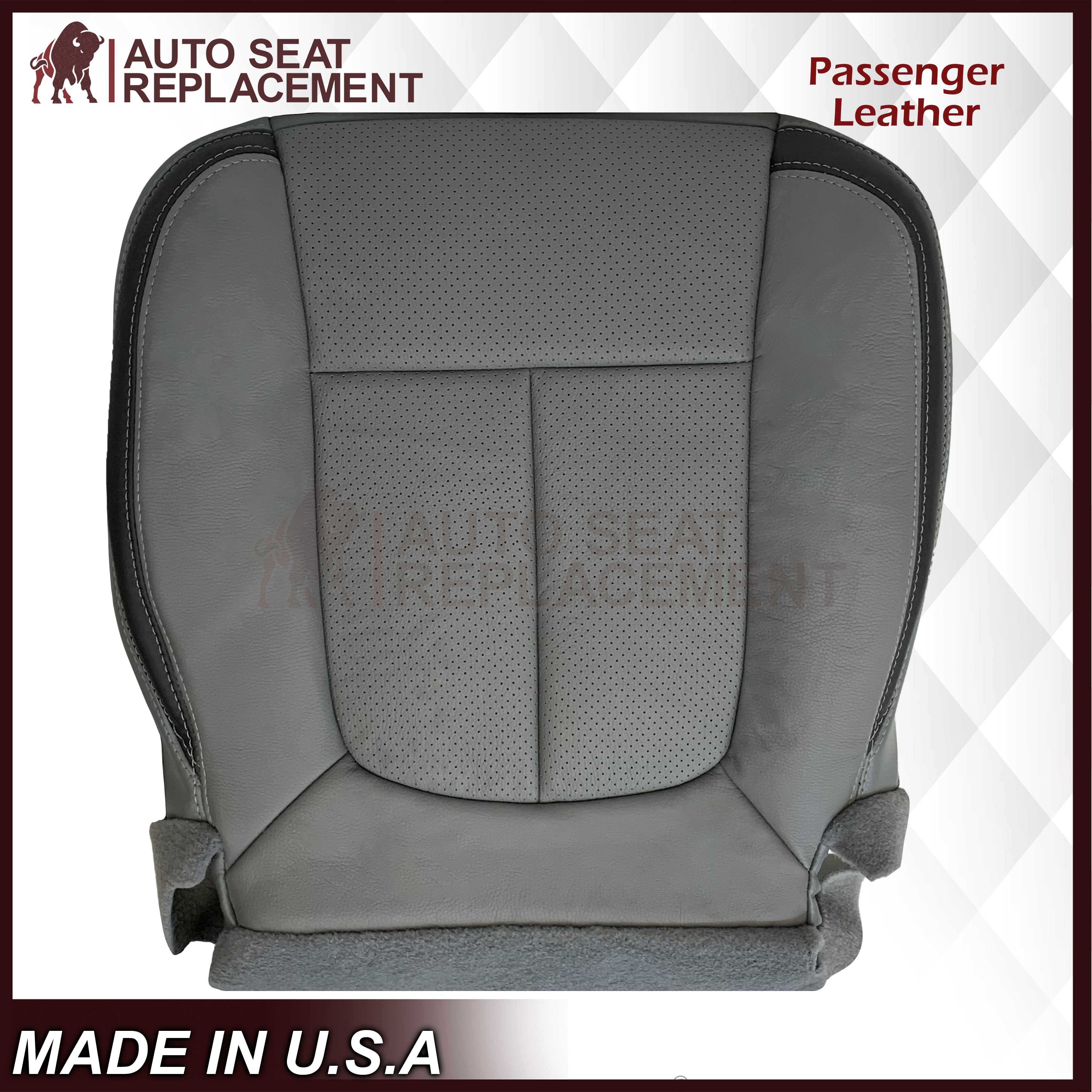 2011-2014 Ford F-150 Platinum Edition Perforated Genuine/Synthetic Leather Seat Covers - Steel Gray with Black Trim | Premium Car Interior Upgrade for Comfort & Style