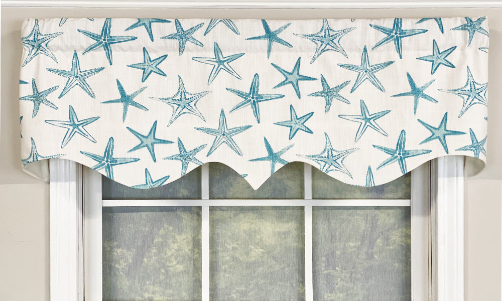 Starfish Regal Valance - Elegant Window Valance for Living Room, Bedroom & Kitchen Decor - Perfect for Coastal & Beach House Style