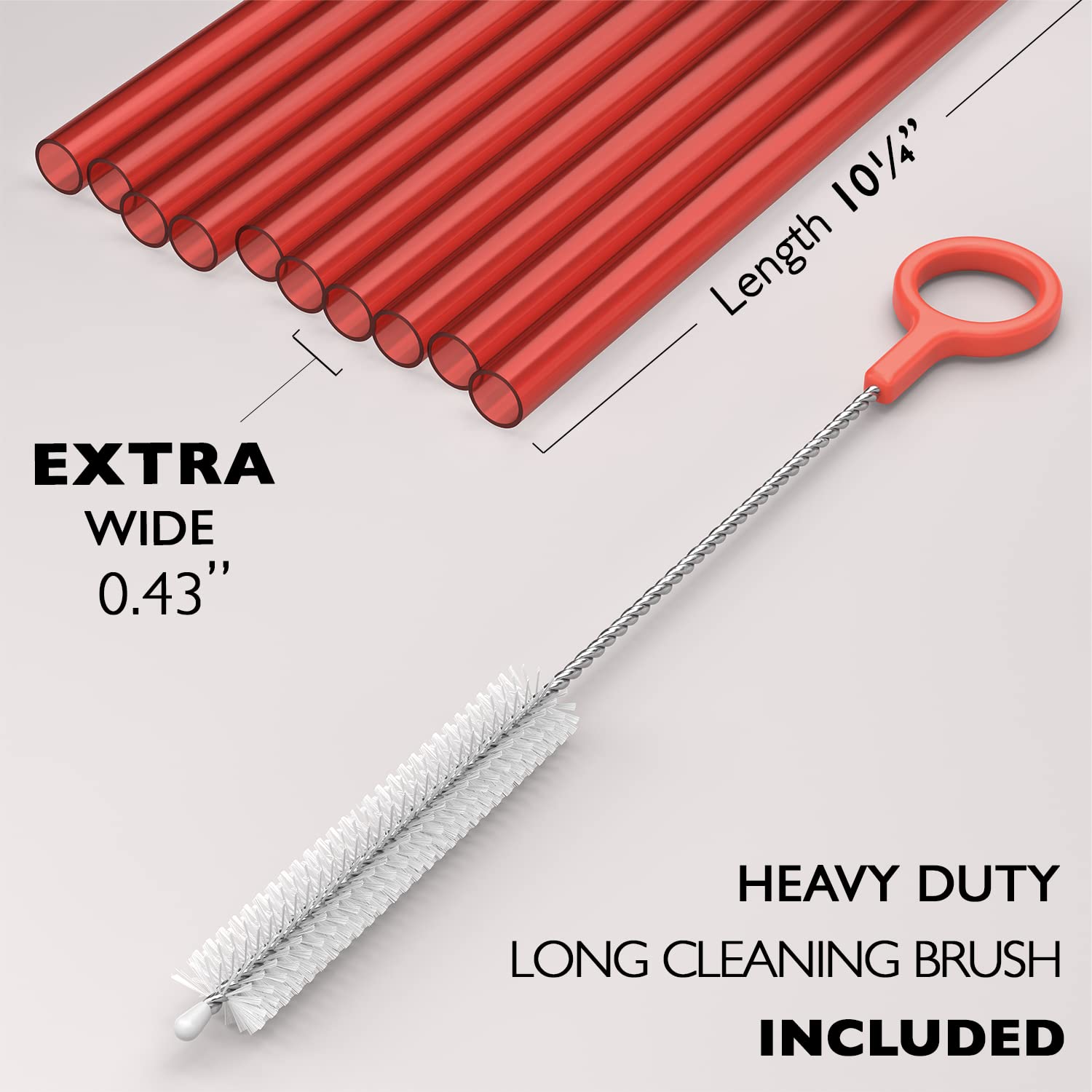 Extra Wide Reusable Plastic Straws for Smoothies, Boba & Bubble Tea - Dishwasher Safe BPA Free