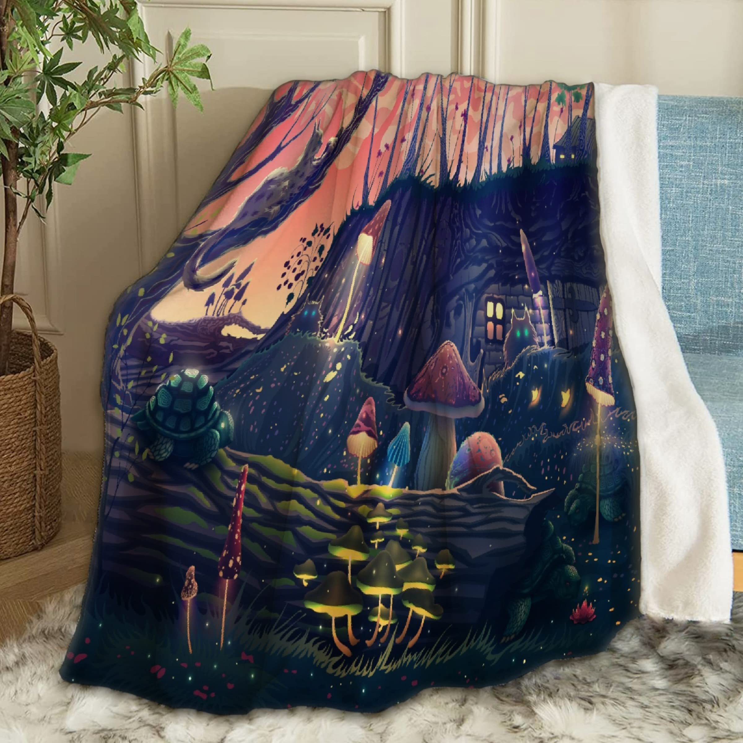 ANIMEBLANKET Wild Animals in Summer Magic Forest Super Soft Fleece Throw Blanket (120