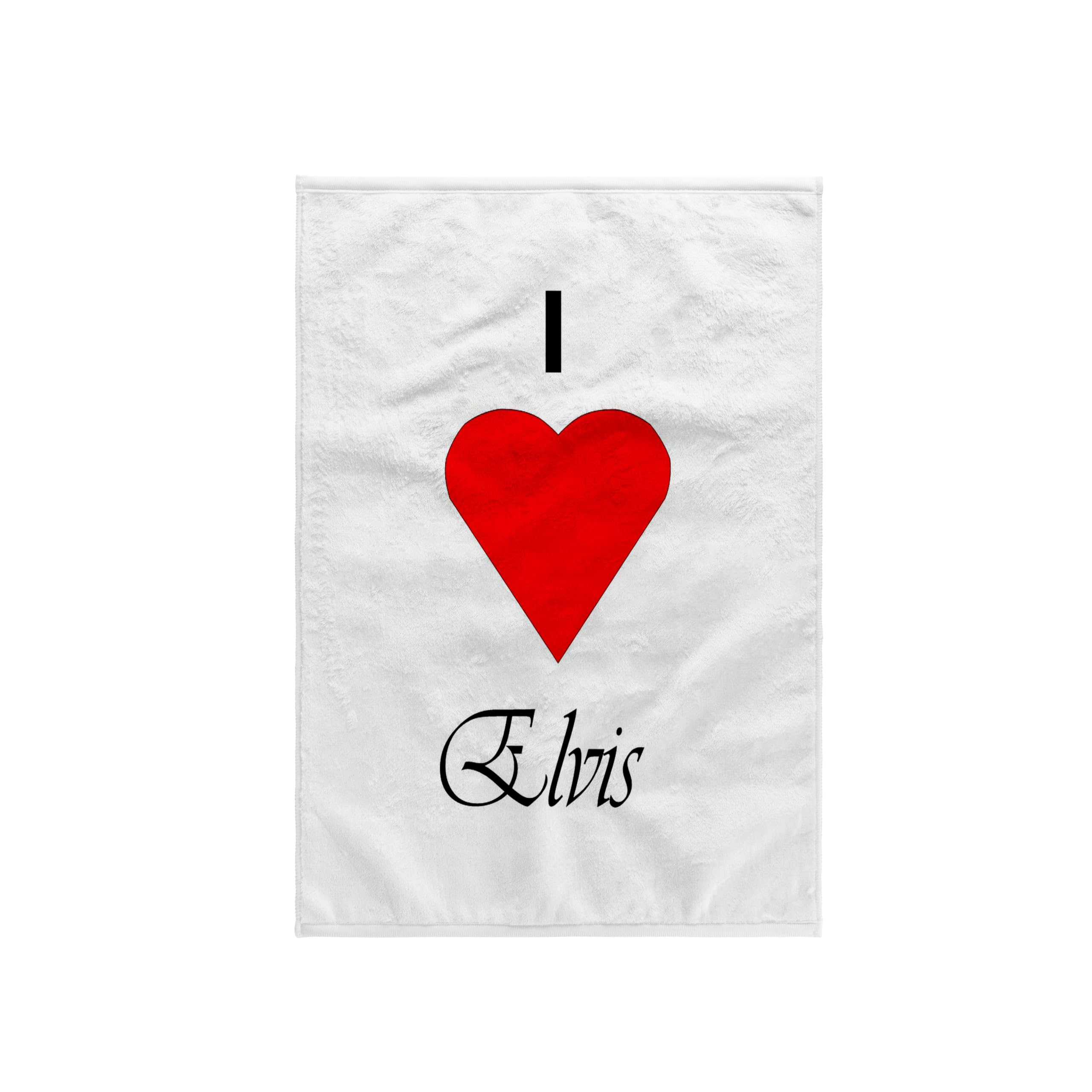 3D Printed Towel with Elvis and Big Red Heart Design - 3dRose Lens Art by Florene - Bath, Beach & Kitchen Towel for Elvis Fans - Perfect for Home Decor, Gifts & Collectibles