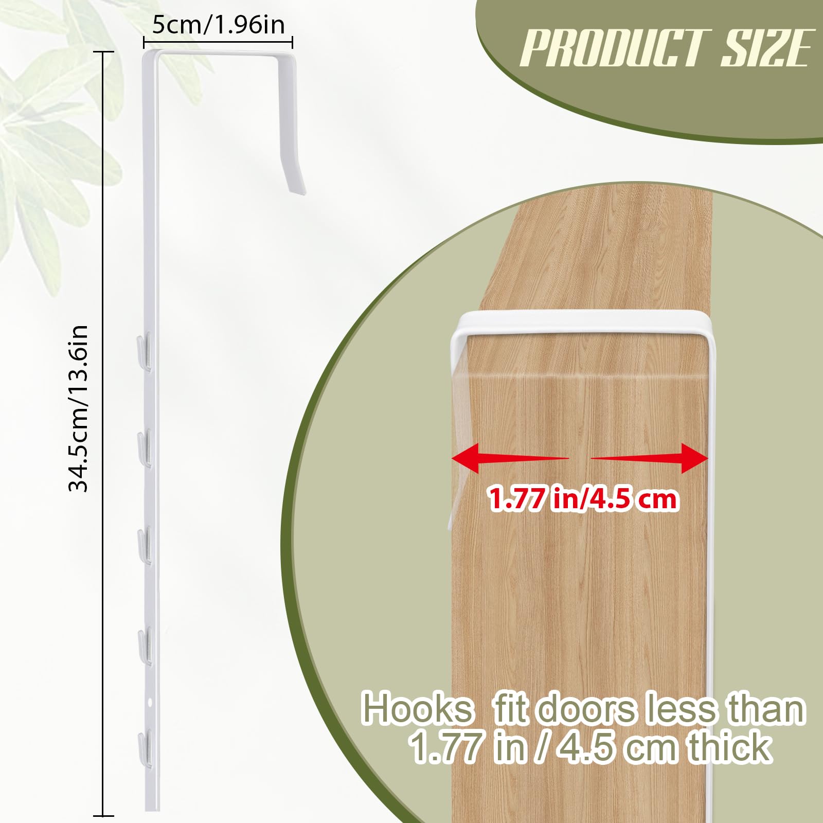 Over-The-Door Mirror Hanger - Adjustable 13.6 Inch White Door Mirror Bracket with Protective Lining (2 Pack) - Scratch-Resistant Design for Perfect Height & Fit - Ideal for Bedroom, Bathroom & Closet Organization (Mirror Not Included)