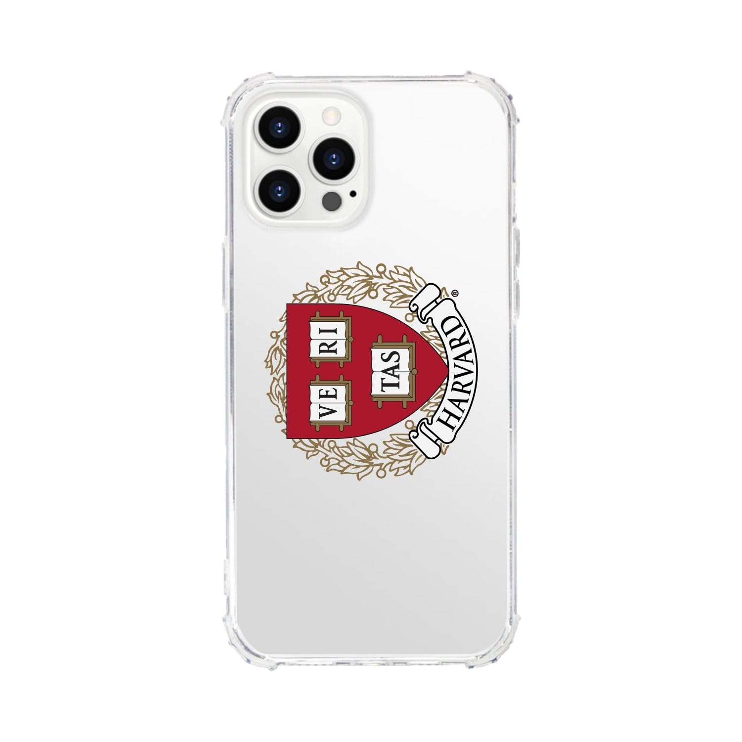 OTM Essentials Rugged Phone Case for iPhone 13 Pro Max - Shockproof Protective Cover with Reinforced Edges | Classic White Design | Harvard University Collection | Perfect for Outdoor Activities, Travel & Daily Use