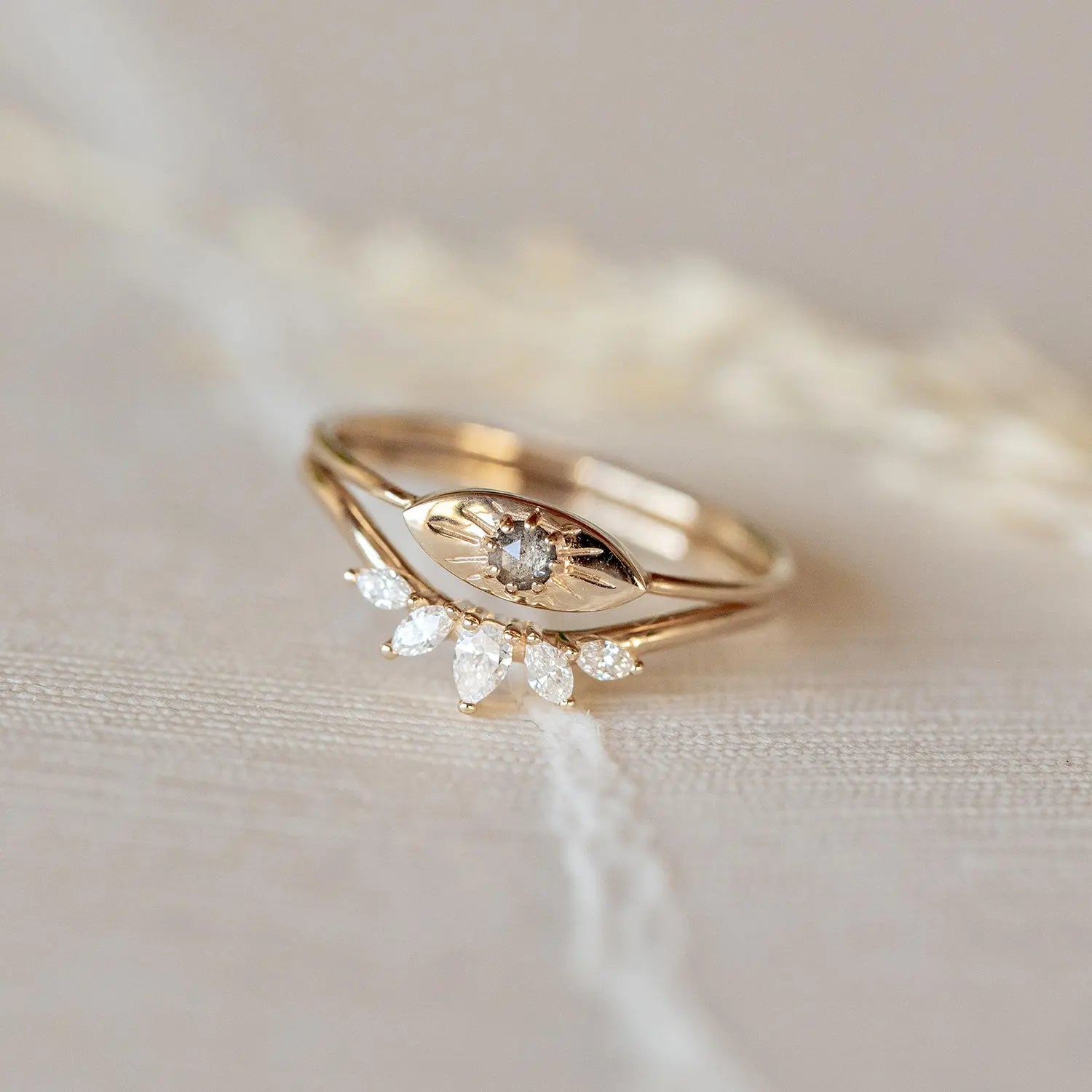 14K Yellow Gold Illumina Band with White Diamonds - Elegant Stackable Ring for Weddings, Anniversaries & Everyday Wear