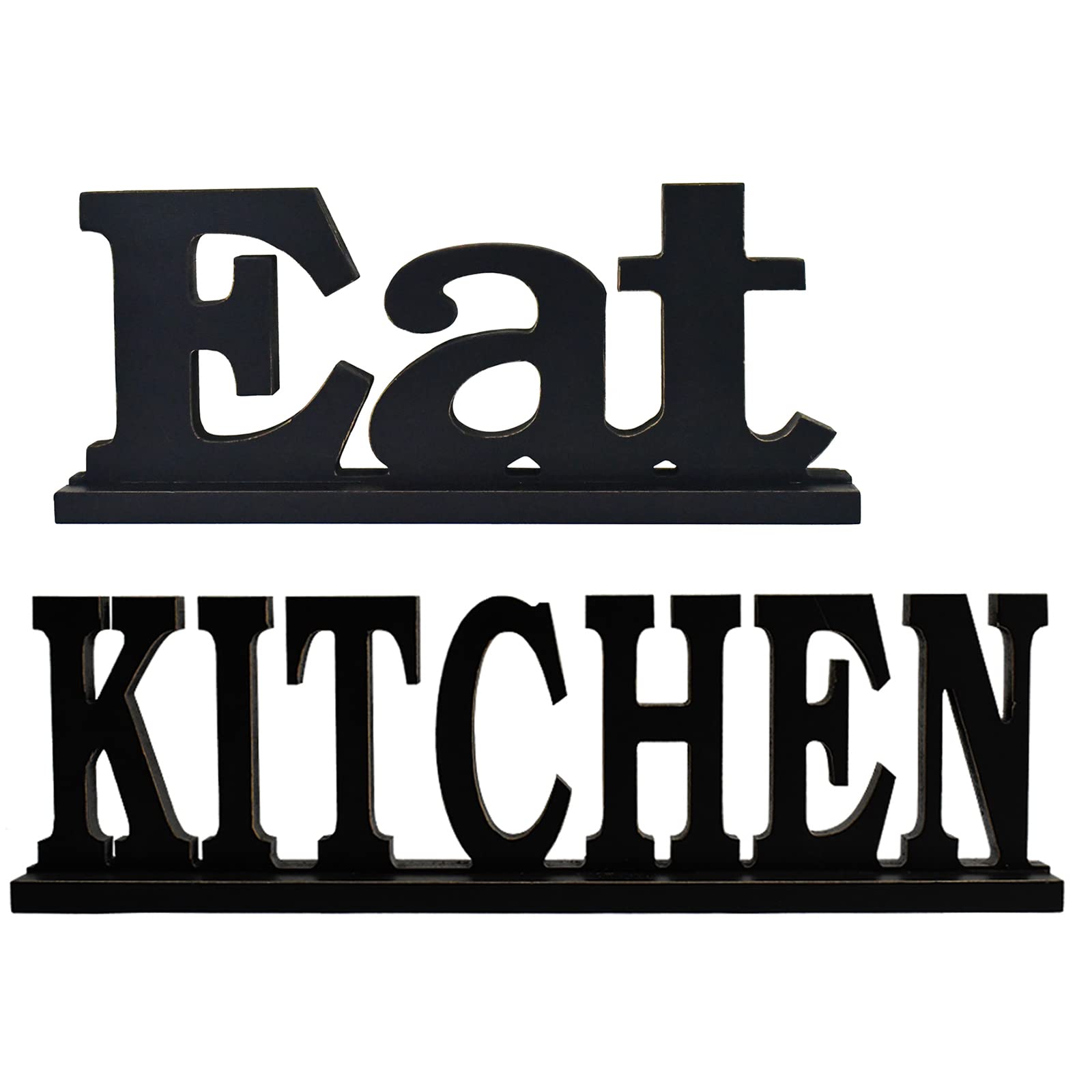 Rustic Wood Kitchen Eat Sign - Freestanding Farmhouse Decor for Home, Dining Room & Kitchen - Perfect for Wall Art, Housewarming Gifts & Cozy Dining Spaces
