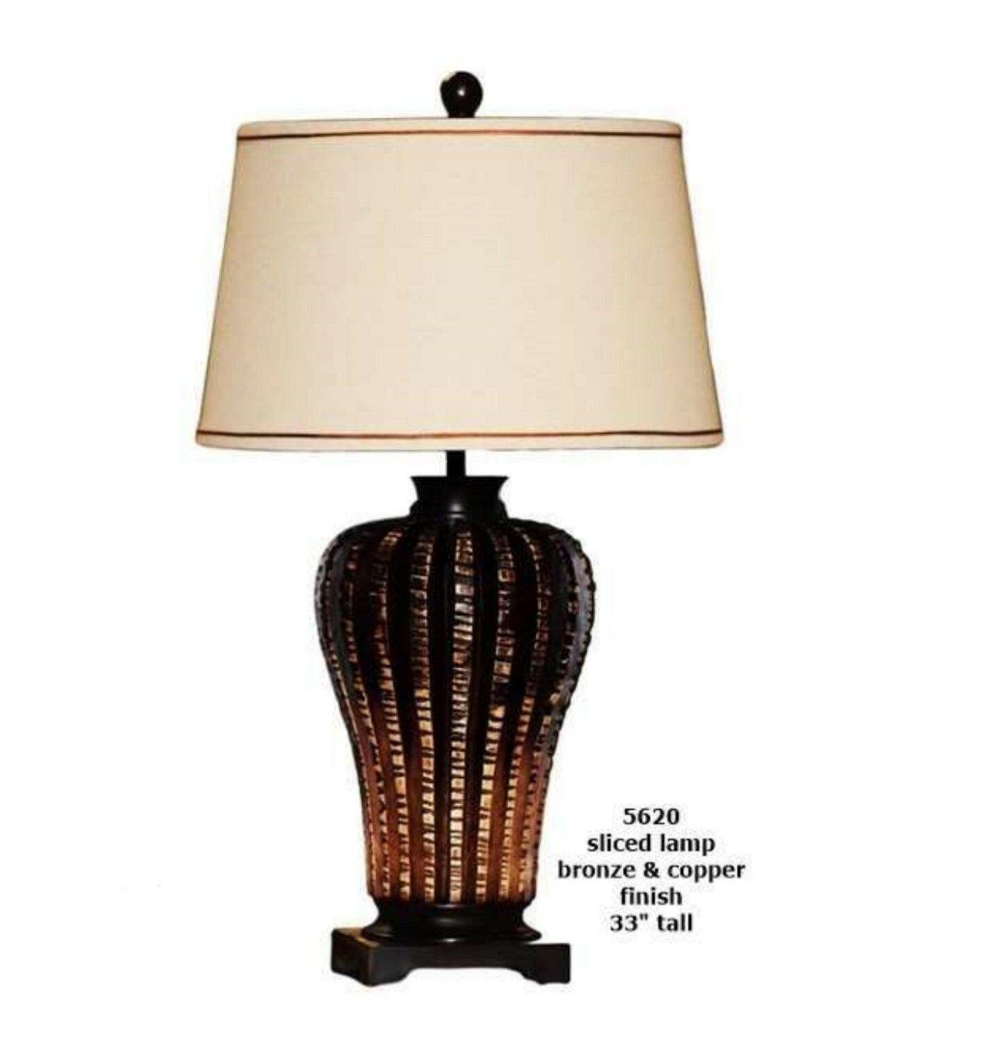 Vintage Distressed Table Lamp - H&H Lamp 5620 Sliced Design for Farmhouse, Industrial & Rustic Home Decor - Perfect for Living Room, Bedroom or Office Lighting