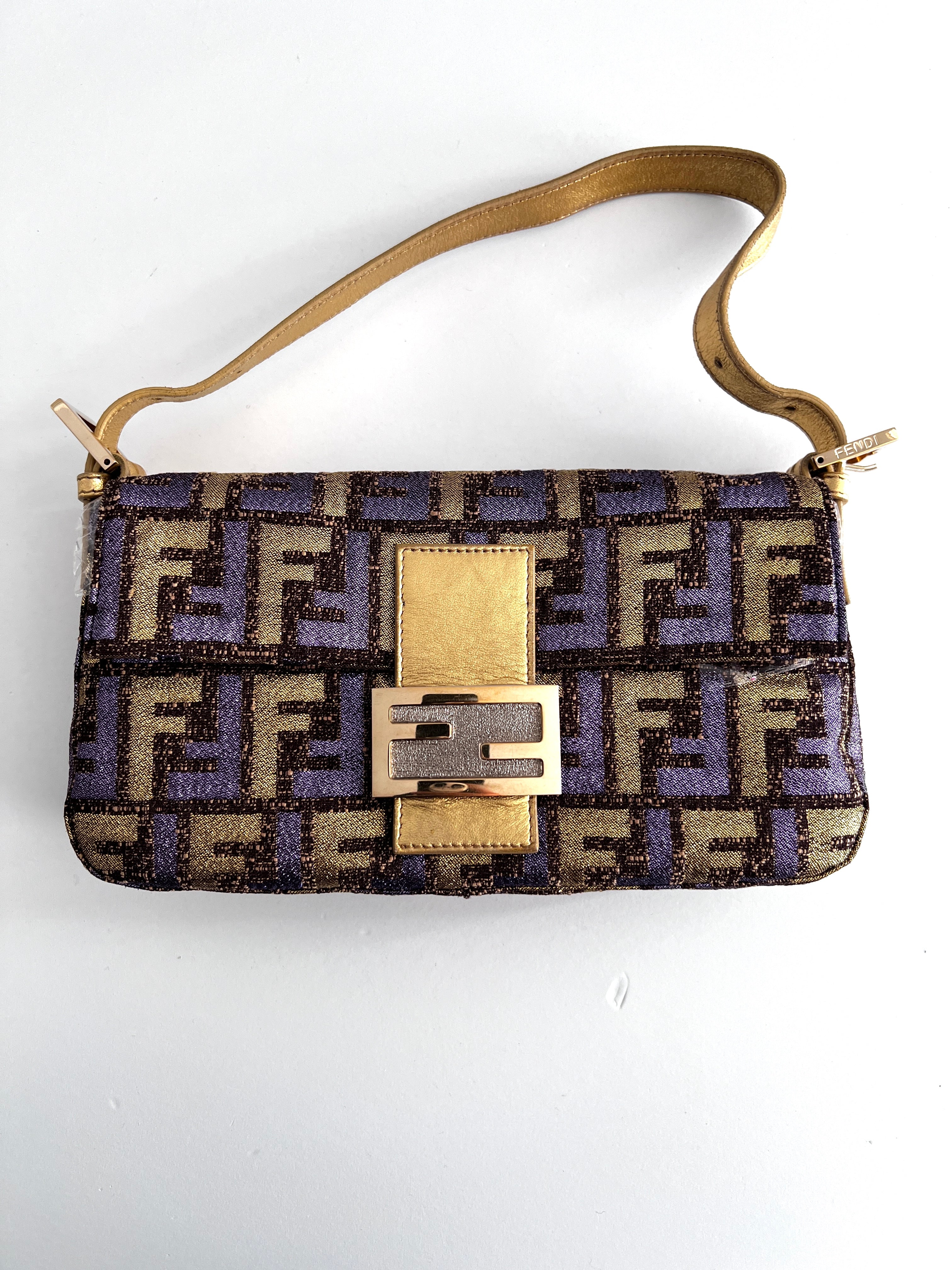 Fendi Metallic Zucca Baguette Bag - Luxury Designer Crossbody Purse for Women | Perfect for Evening Parties, Date Nights & Special Occasions
