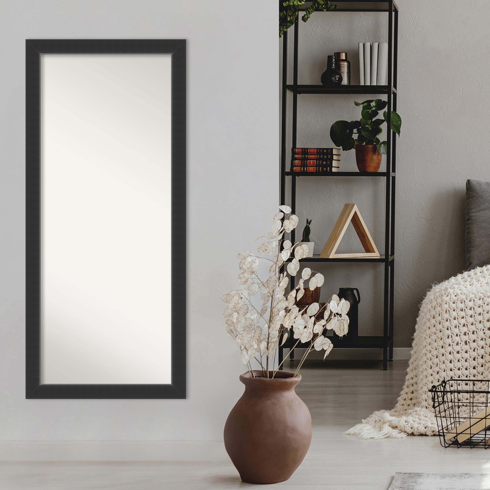 Amanti Art 65x29 Inch Full Length Mirror - Corvino Black Free Standing or Wall Mounted Dressing Mirror with Modern Wood Frame - Perfect for Bedroom, Living Room, Closet & Home Decor - Made in USA
