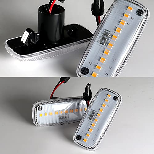 Amber LED Side Marker Lights (2PCS) - Compatible with 2005-2016 Chrysler 300, Dodge Charger, Jeep Grand Cherokee - Clear Lens Reflector Turn Signal Lights - Perfect for Night Driving & Enhanced Vehicle Safety