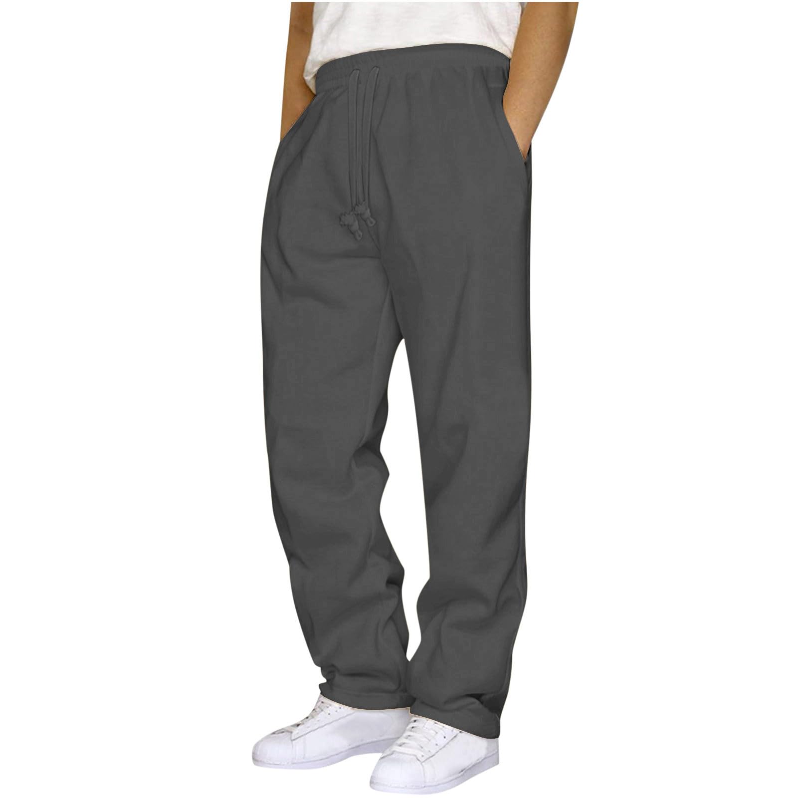 **Men's Baggy Sweatpants with Open Bottoms - Relaxed Fit Workout Joggers for Gym & Lounge - Comfortable Athletic Pants for Running, Yoga & Casual Wear**