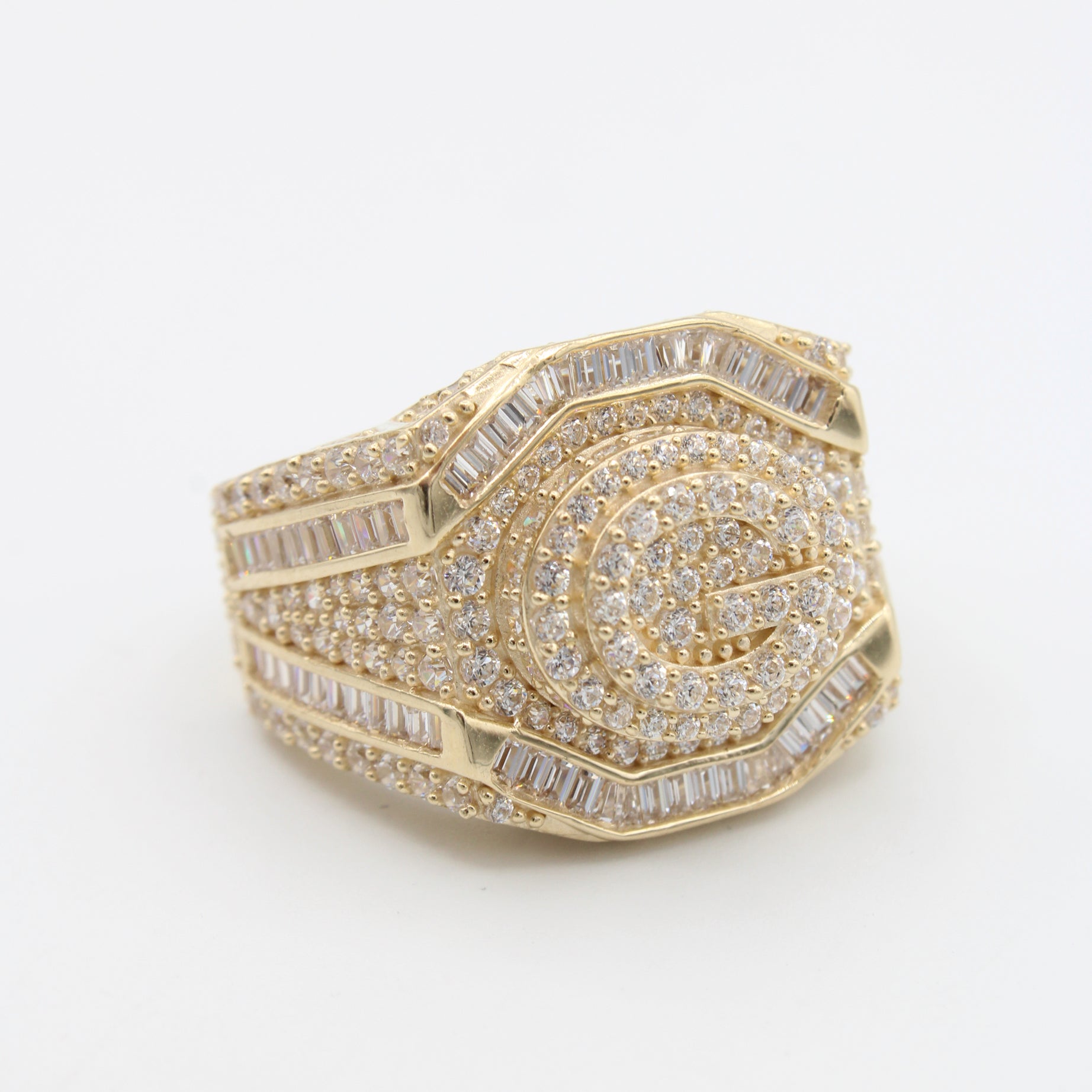 14K Gold Initial (G) Baguette Men's Ring - Personalized Name Jewelry for Men | Perfect Gift for Birthday, Anniversary & Valentine's Day | JTJ™